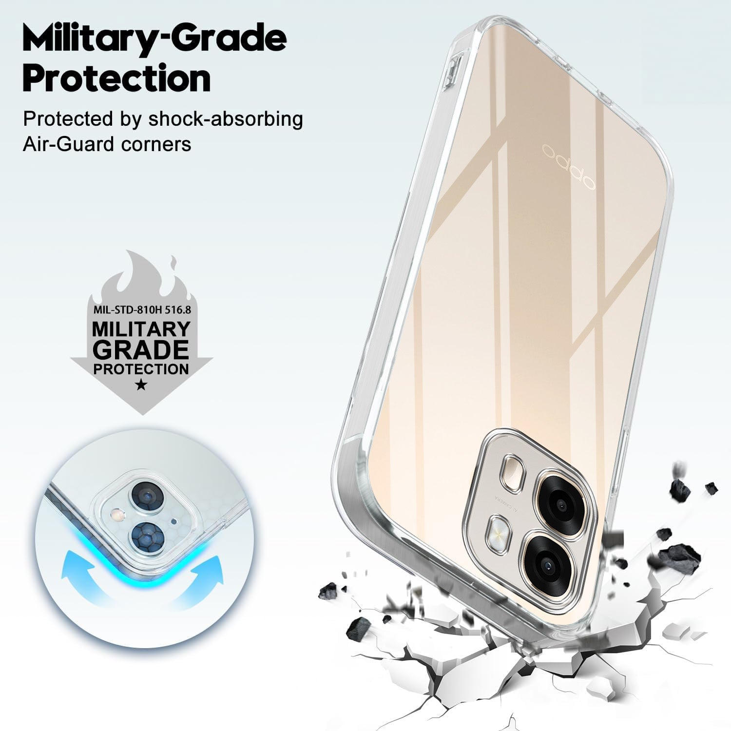 For Oppo A6 Pro Back Cover Case Silicone (Clear Shockproof Case with Camera Protection | Soft and Flexible | Transparent)