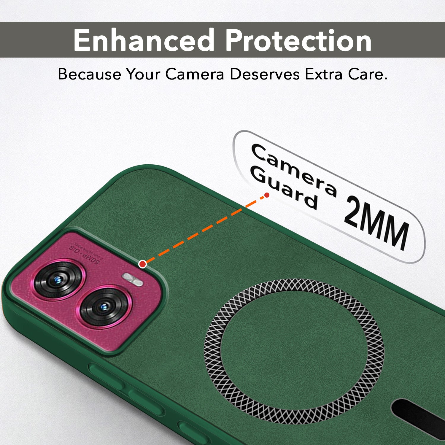 For Motorola Moto Edge 50 Fusion Back Cover Case Leather Finish (MagSafe Compatible Wireless Charging | Soft Touch | Camera Bump Protection)