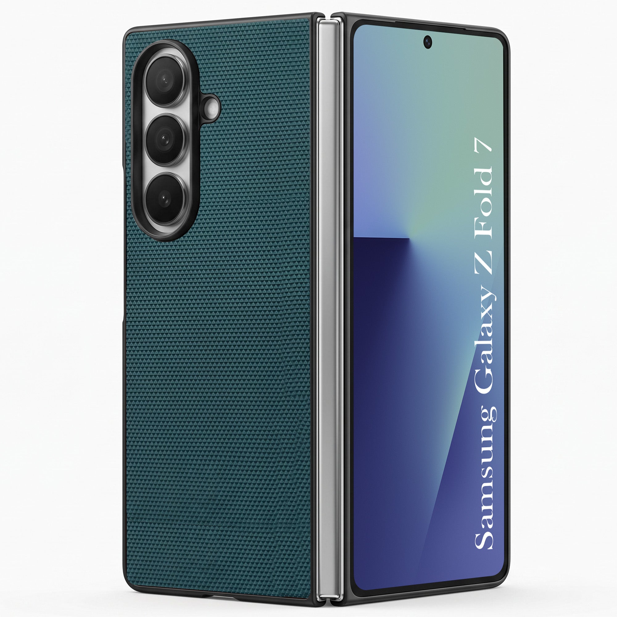 For Samsung Galaxy Z Fold 7 Premium Cover Case (Geometric Textured Hard PC | Soft Cloth Lining & Slim Shockproof Protection)