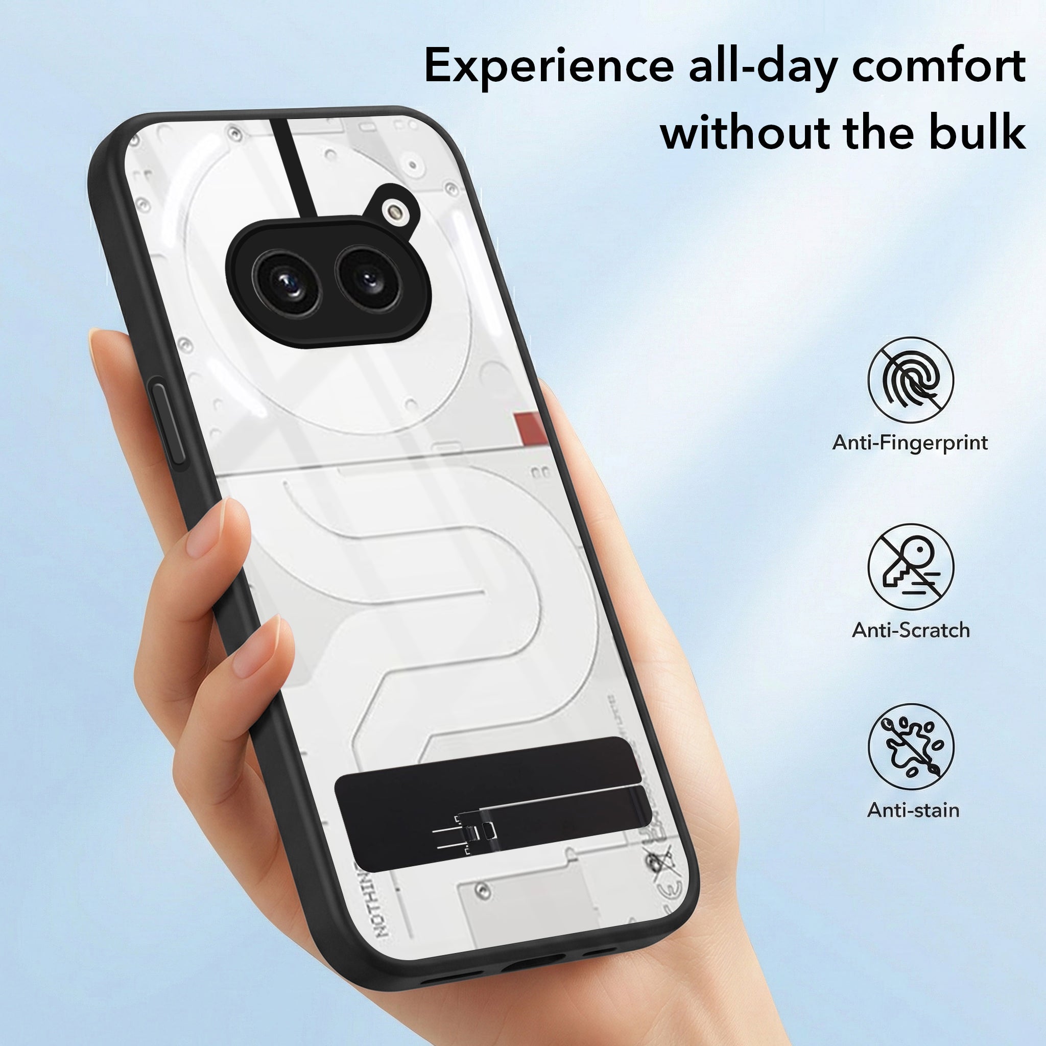 For Nothing Phone 2A 5G Back Cover Case (Built-in Stand | Lifetime Anti Yellow | Kickstand Shockproof | Camera Protection | MagSafe Compatible)