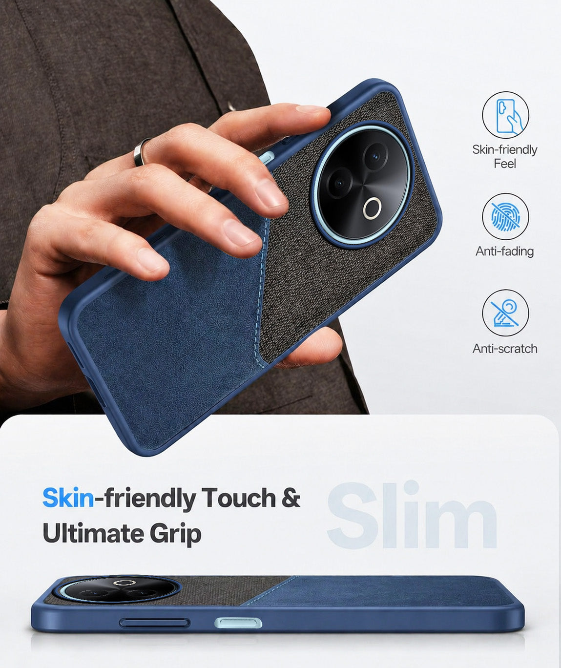 For Vivo Y39 Back Cover Case (Dual PU Leather Stitch | Professional Minimalist | Soft and Flexible)