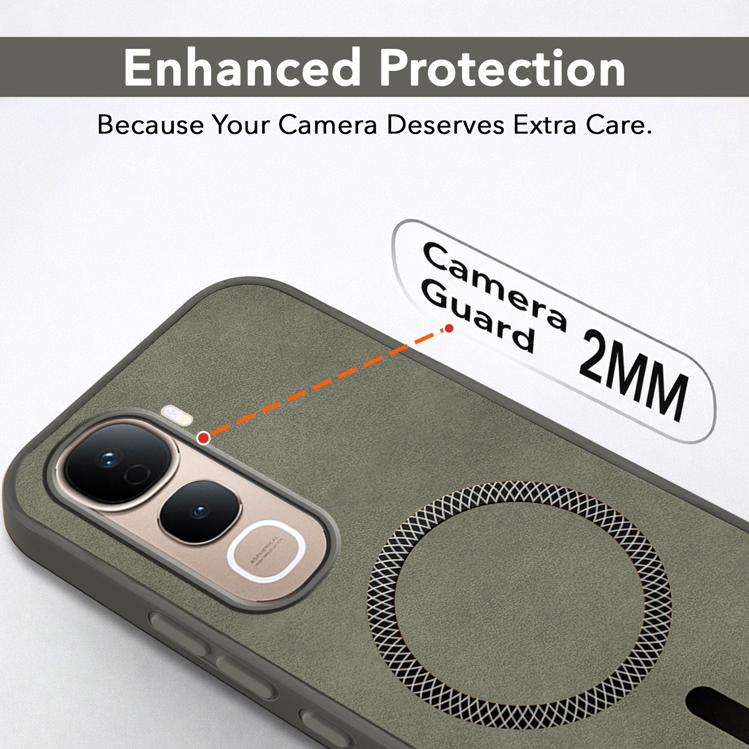 For Vivo Y400 Pro Back Cover Case Leather Finish (MagSafe Compatible Wireless Charging | Soft Touch | Camera Bump Protection)
