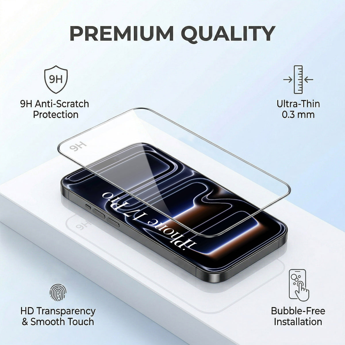 For iPhone 17 Pro Combo with Back Cover and 9H Tempered Glass (Lifetime Anti-Yellow | Crystal Clear Shockproof | Oleophobic Coating Screen Glass)