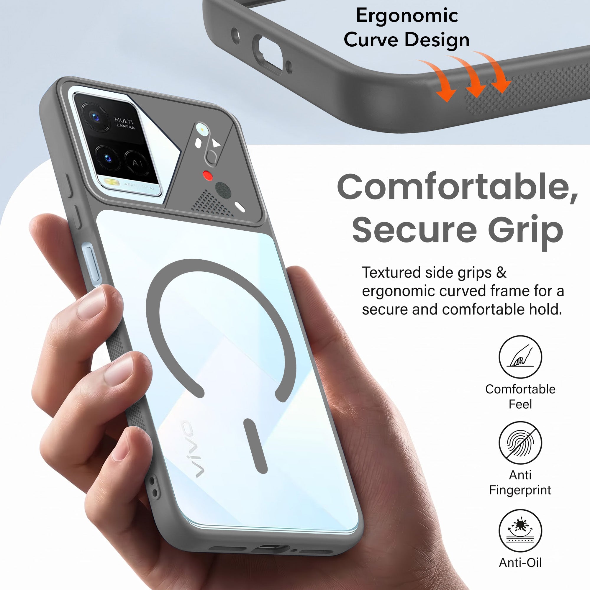 For Vivo Y21e | Vivo Y21A | Vivo Y32 Back Cover Case Lifetime Anti-Yellow Clear (Camera Protection | Side Grip | Wireless MagSafe Compatible)