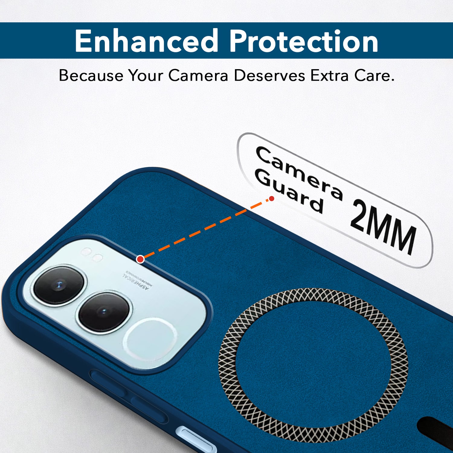 For Vivo Y29 Back Cover Case Leather Finish (MagSafe Compatible Wireless Charging | Soft Touch | Camera Bump Protection)
