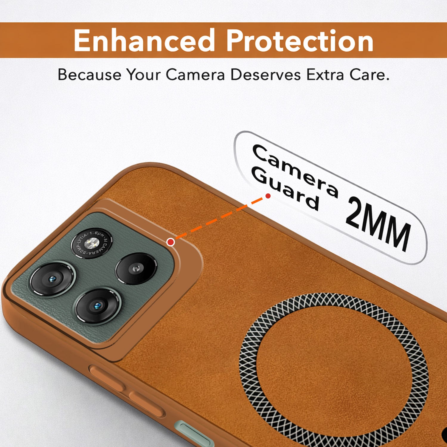 For Motorola Moto G67 Power | G57 Power Back Cover Case Leather Finish (MagSafe Compatible Wireless Charging | Soft Touch | Camera Bump Protection)