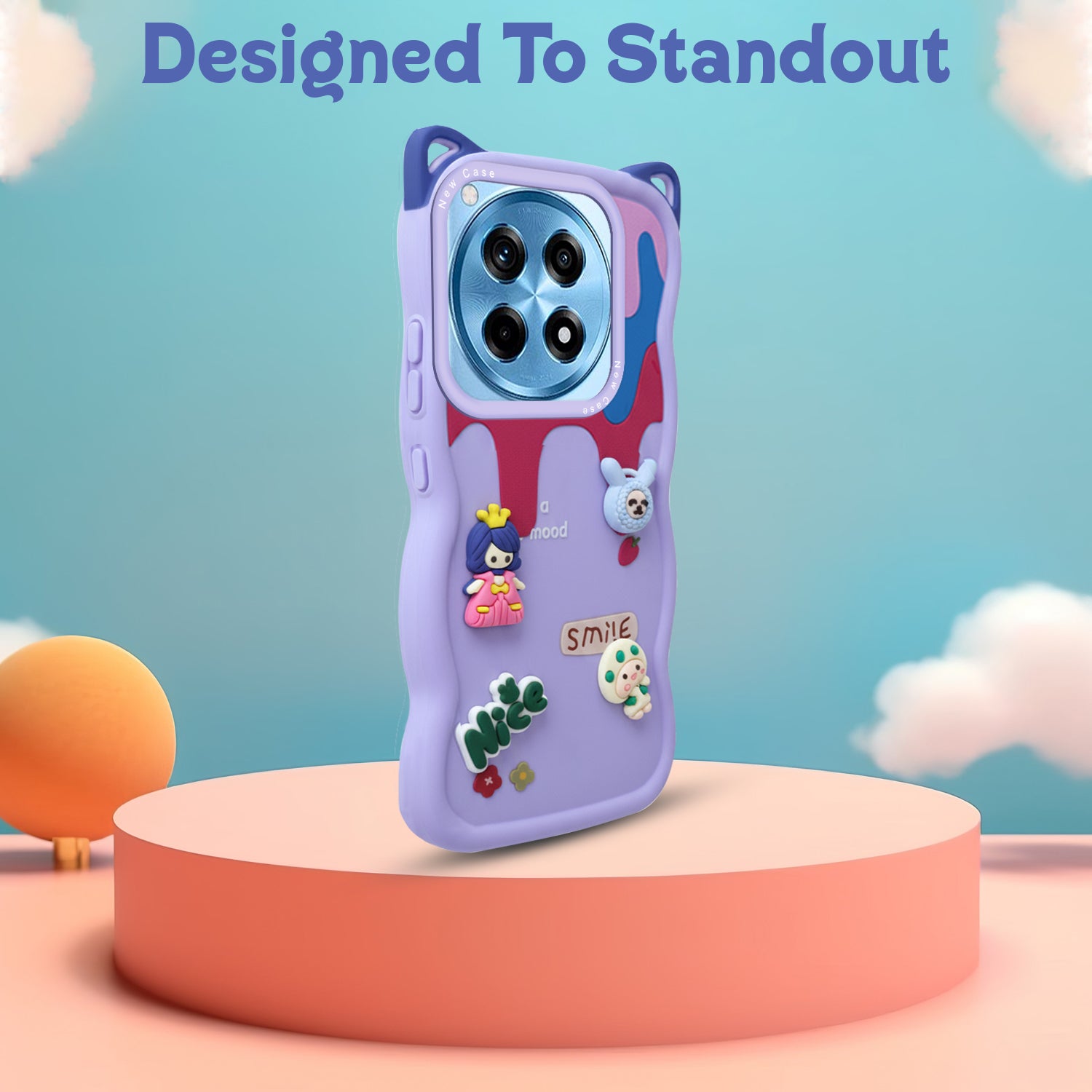 For OnePlus 12R 5G Back Case Cover Strap (3D embossed Figures | Strap Holder | 360* Soft Cushion with Camera Bump)