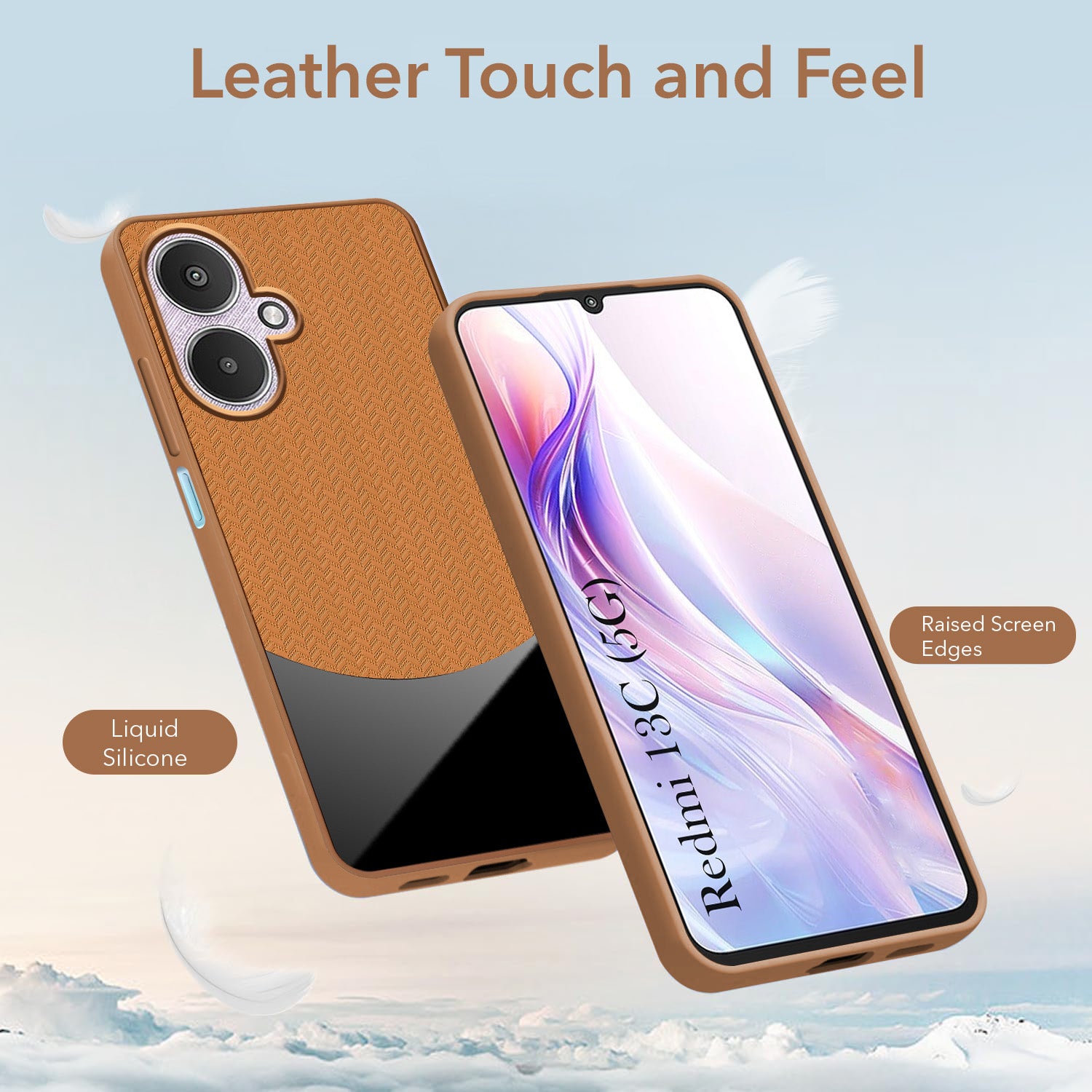 For Redmi 13C 5G Back Cover Case (Elegant PU Leather Finish | Premium Minimalist Professional | Camera Protection Bump)