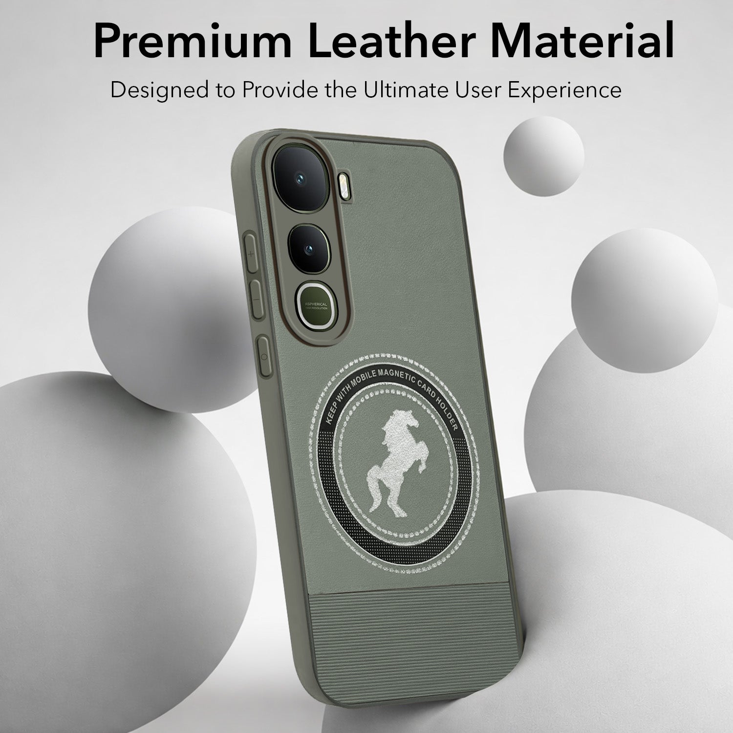 For Vivo Y400 Back Cover Case PU Leather Finish (Professional Minimalist Texture | MagSafe Compatile | Camera Protection | Sleek Sober Formal)