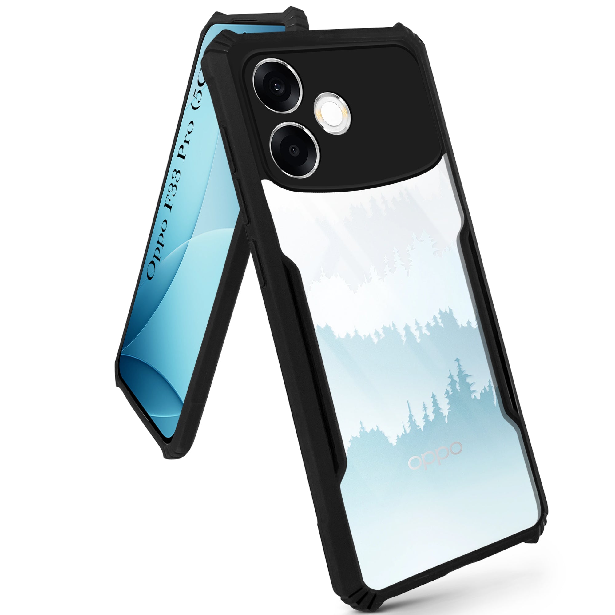 For Oppo F33 Pro 5G Back Cover Case Hybrid (Shockproof with Polycarbonate Clear Panel | Professional Black)