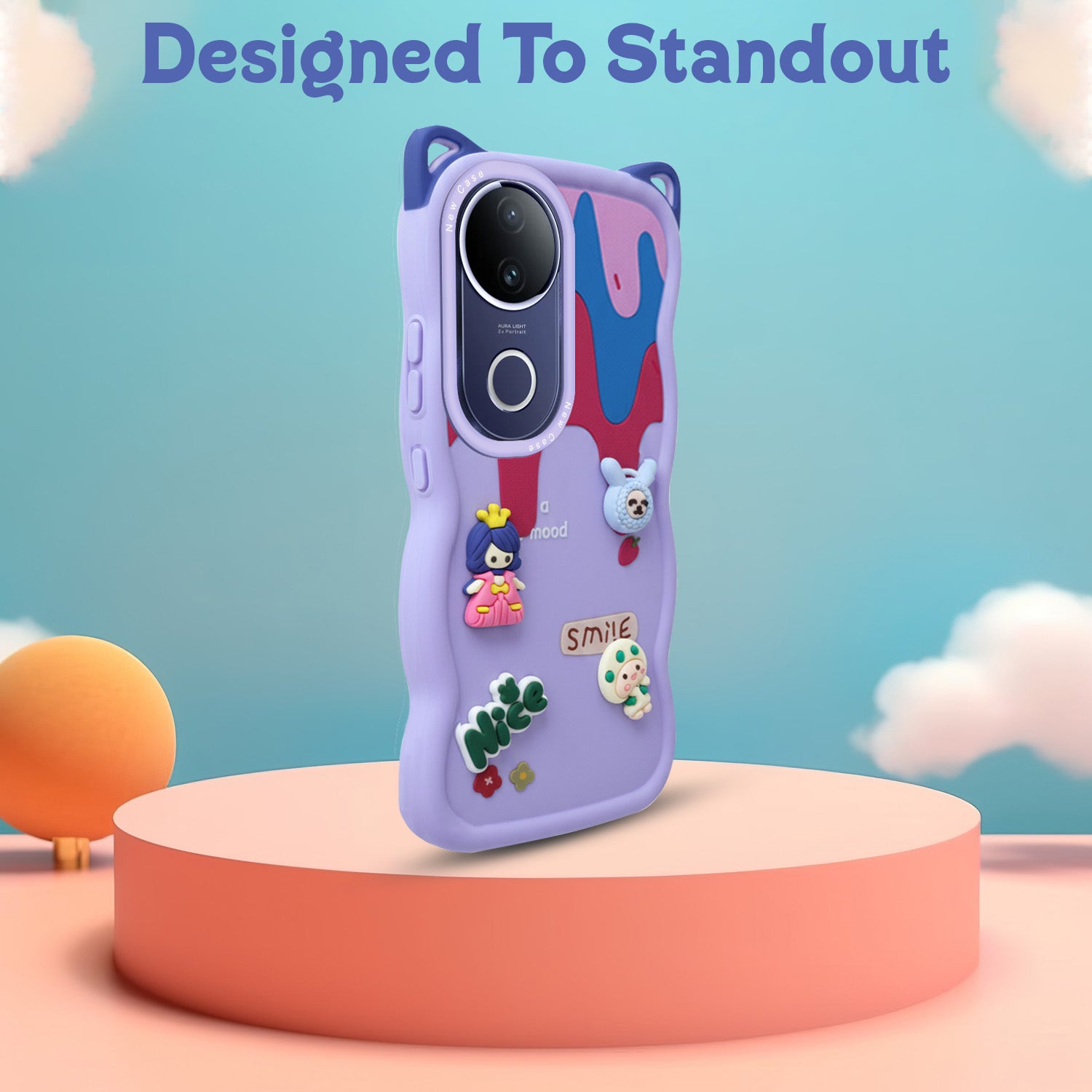 For Vivo T4R Back Case Cover Strap (3D embossed Figures | Strap Holder | 360* Soft Cushion with Camera Bump)