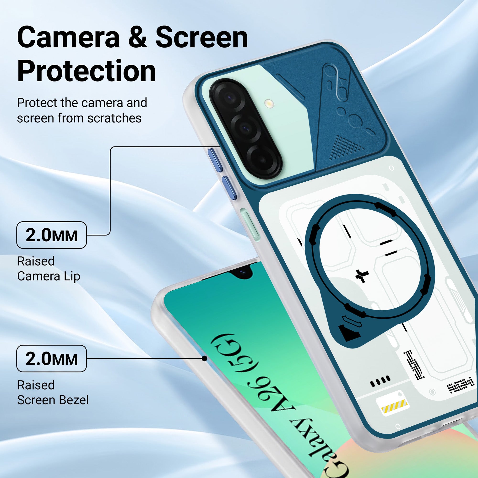 For Samsung Galaxy A26 5G Metallic Back Cover Case (Metallic Camera Protection & Buttons | Translucent Milky Shade | Hard Polycarbonate)