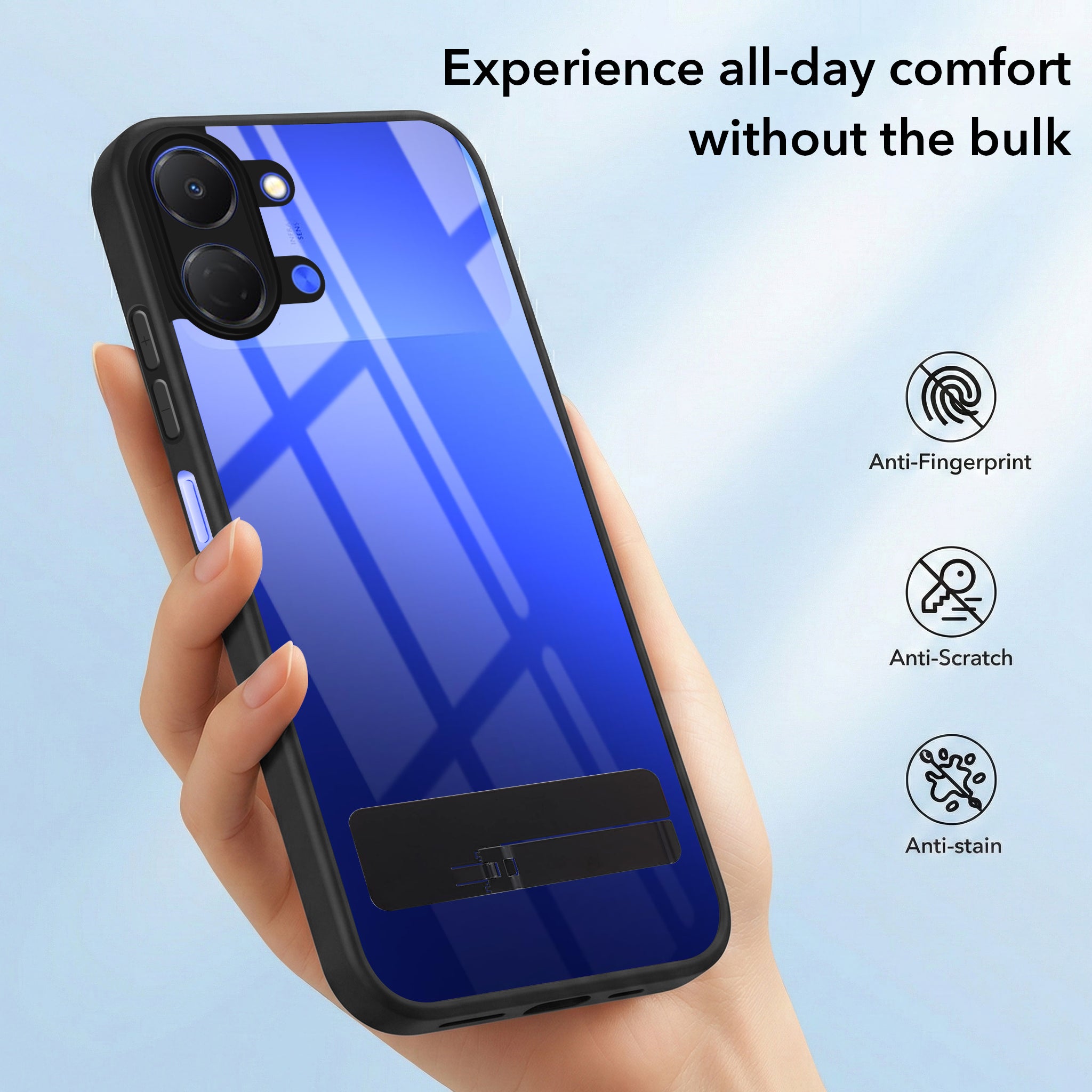 For Tecno Spark Go 3 Back Cover Case (Built-in Stand | Lifetime Anti Yellow | Kickstand Shockproof | Camera Protection | MagSafe Compatible)