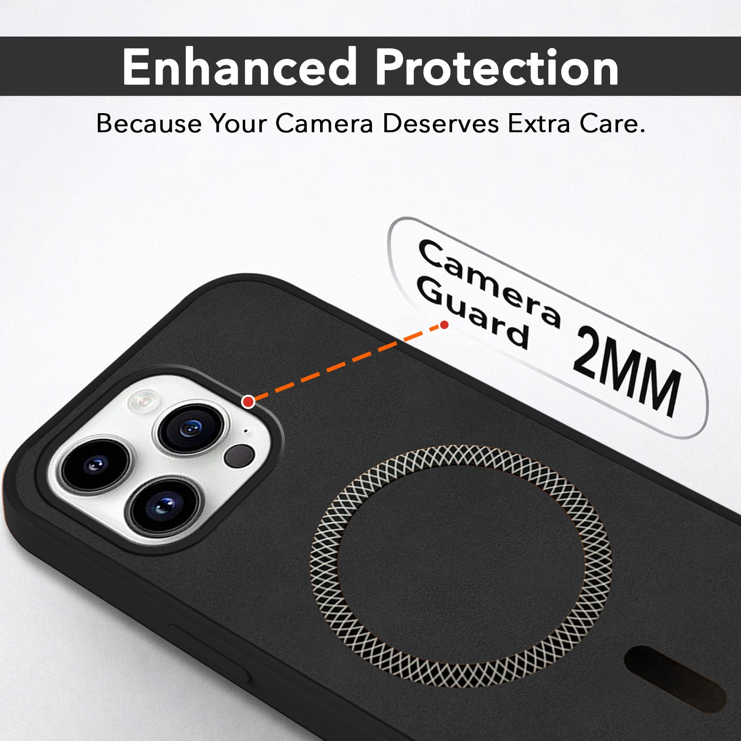 For Apple iPhone 14 Pro Back Cover Case Leather Finish (MagSafe Compatible Wireless Charging | Soft Touch | Camera Bump Protection)
