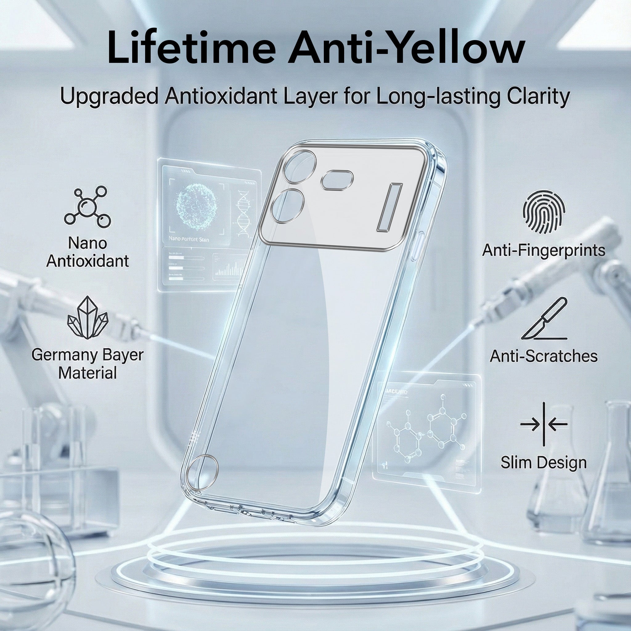 For Nothing Phone 4B 5G Combo with Back Cover and 9H Tempered Glass (Lifetime Anti-Yellow | Sleek Hard Crystal | Oleophobic Coating Screen Glass)