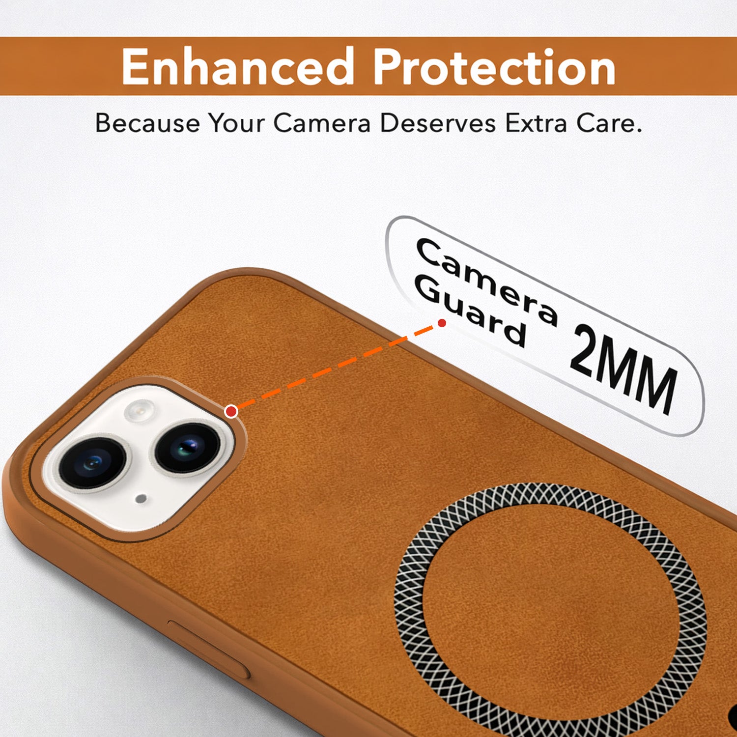 For Apple iPhone 14 Plus Back Cover Case Leather Finish (MagSafe Compatible Wireless Charging | Soft Touch | Camera Bump Protection)