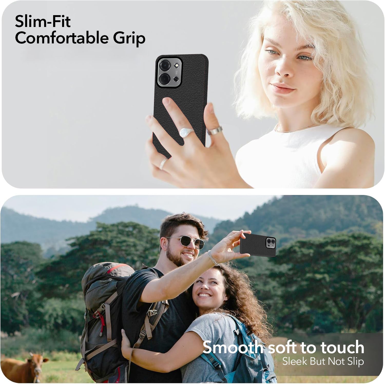 For Poco C85 5G Back Cover Case Silicone (Glass Like Camera Protection | Leather Feel | Minimalist Professional Grip)