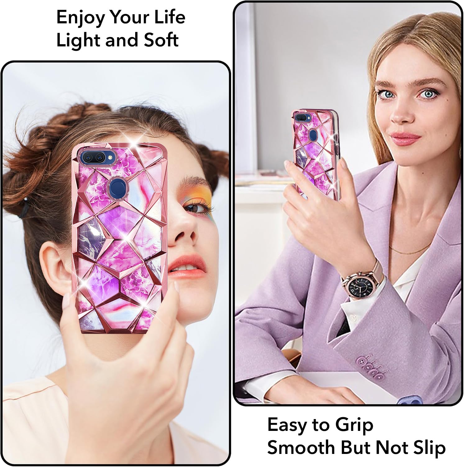For Oppo A11k Back Cover Case (Dual Design Glitter Sparkle and Detachable Diamond Print Case | Soft and Flexible)