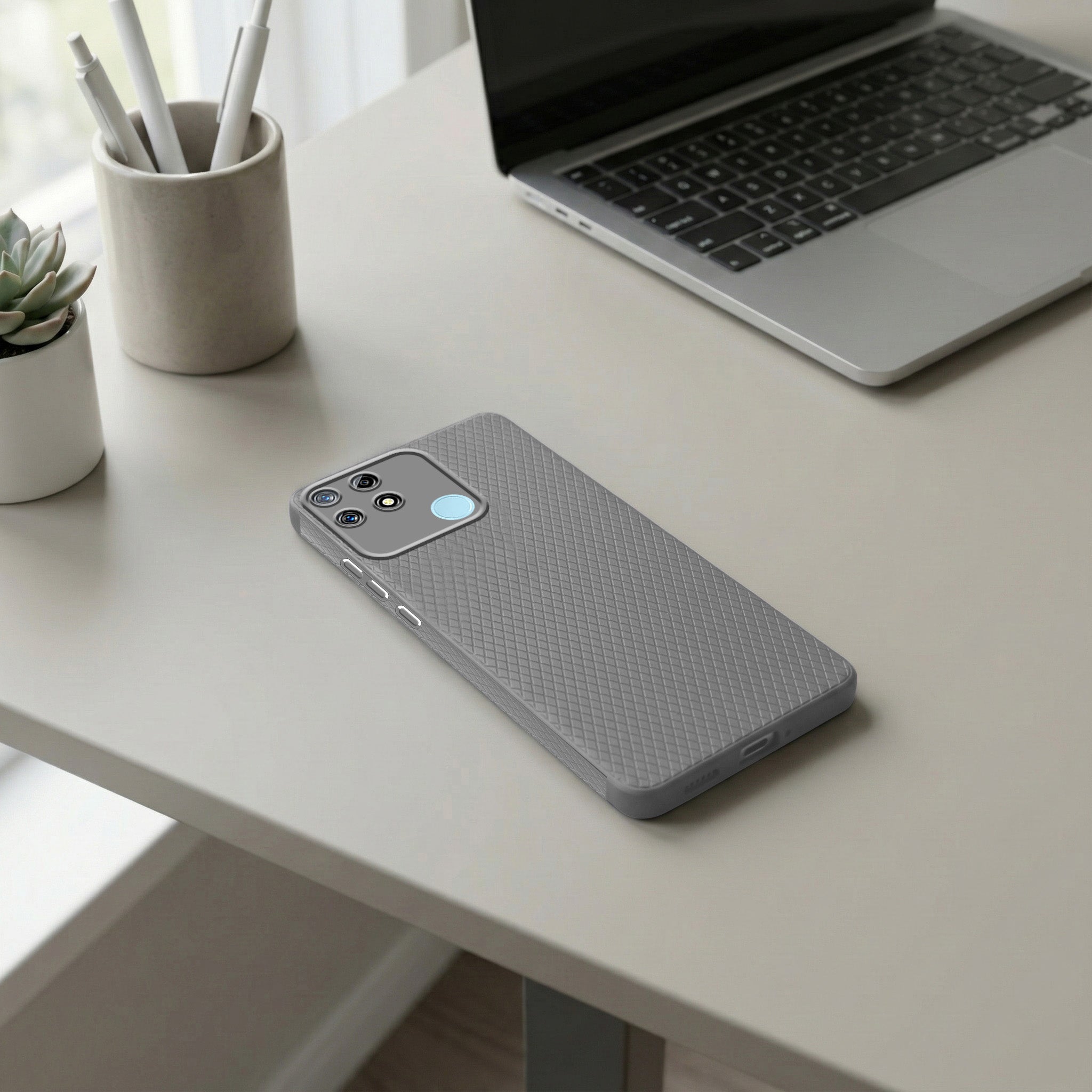For Realme Narzo 20 Back Cover Case Liquid Silicone (Camera Protection | Side Grip Texture | Soft and Flexible)