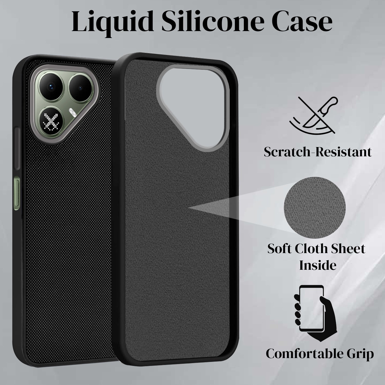 For Tecno Pova 8 Back Cover Case Rubberised (Textured Grip Design | Micro-Fiber Cloth Inside | Slim and Light Weight | Soft Touch and Feel)