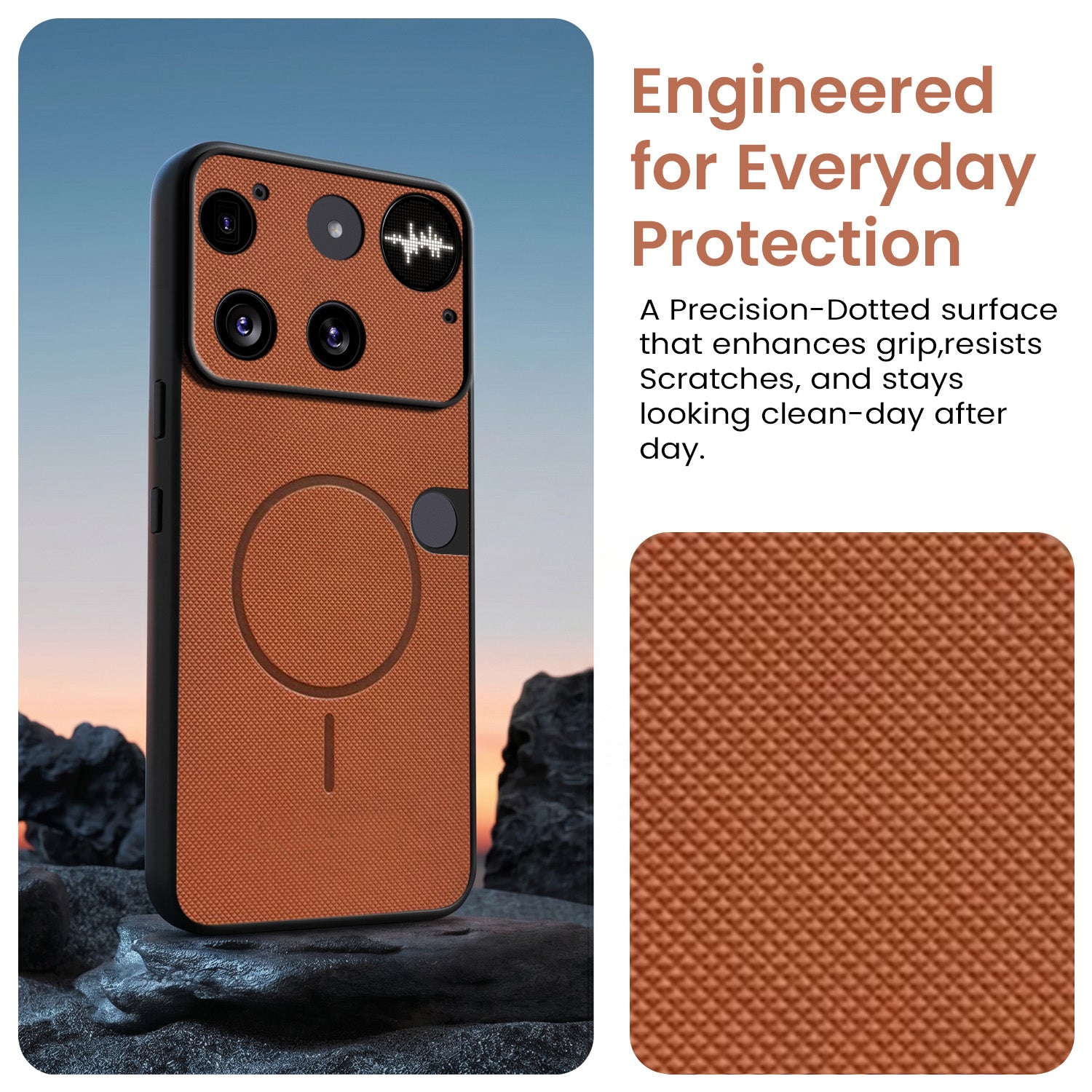For Nothing Phone 3 Back Cover Case PU Leather (Texture Grip Design | Professional Minimalist | Camera Protection | Soft and Flexible)