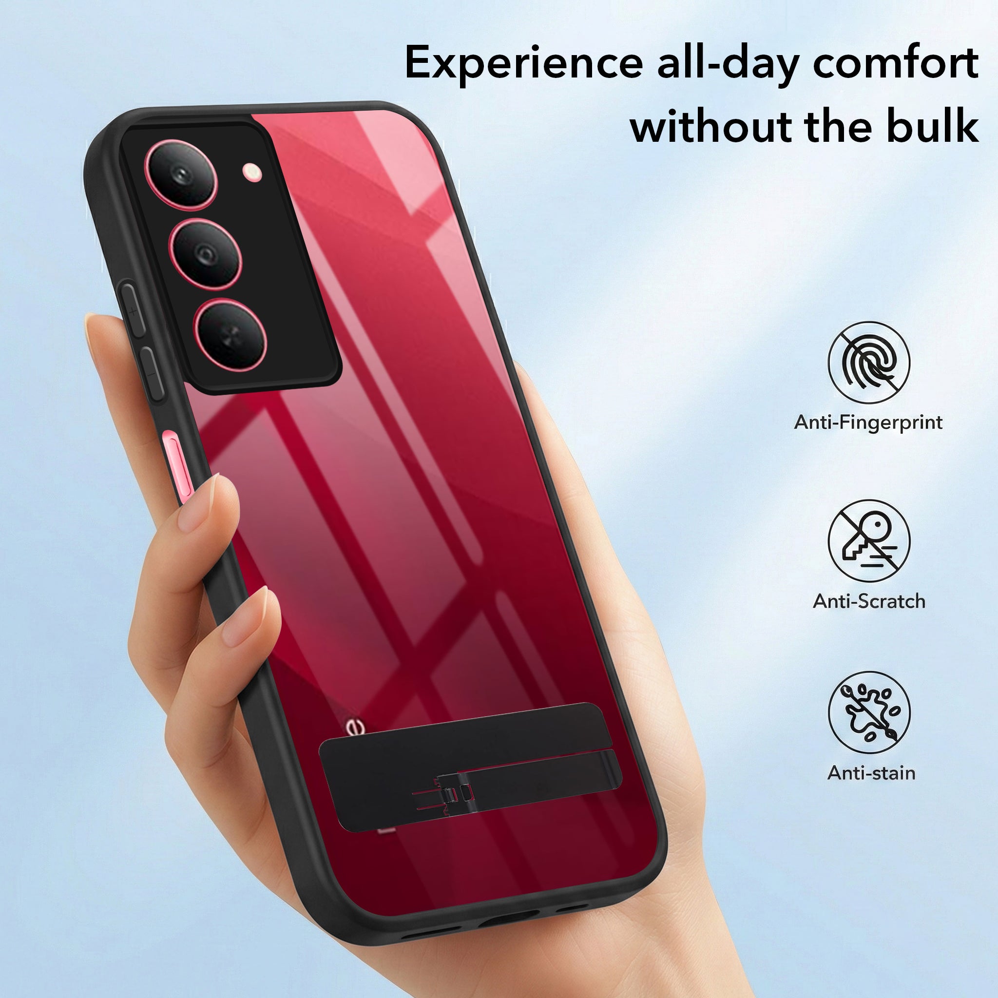 For Realme 14X Back Cover Case (Built-in Stand | Lifetime Anti Yellow | Kickstand Shockproof | Camera Protection | MagSafe Compatible)