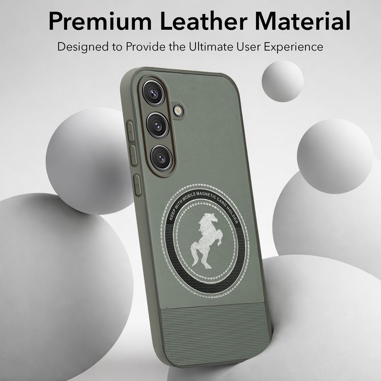 For Samsung Galaxy S24 Back Cover Case PU Leather Finish (Professional Minimalist Texture | MagSafe Compatile | Camera Protection | Sleek Sober Formal)