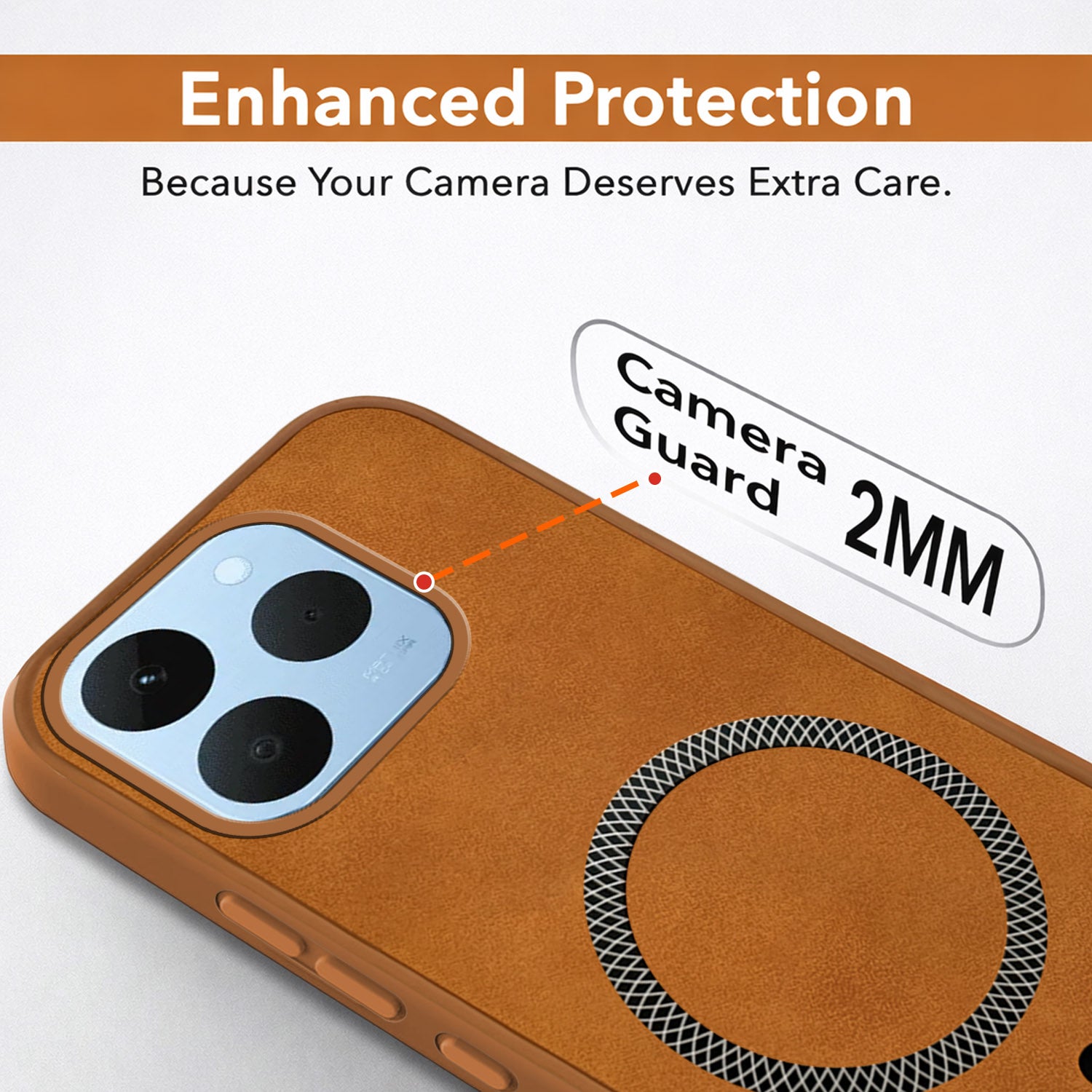 For Realme 15T | Realme Narzo 90 Back Cover Case Leather Finish (MagSafe Compatible Wireless Charging | Soft Touch | Camera Bump Protection)