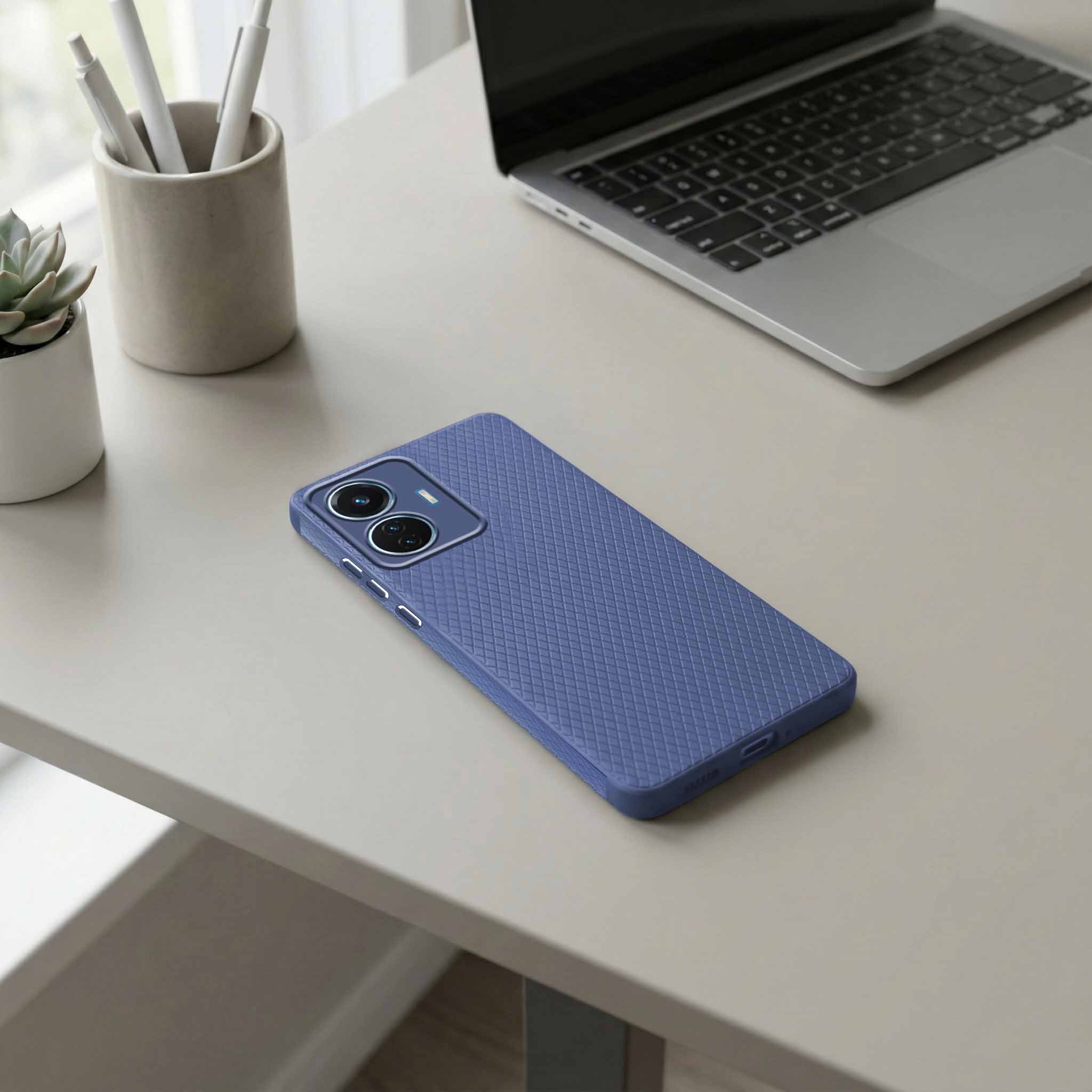 For Vivo T1 44W Back Cover Case (Liquid Silicone | Side Grip | Camera Protection)