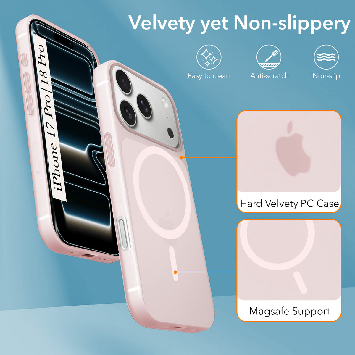 For iPhone 17 Pro | iPhone 18 Pro Back Cover Case (Frosted Matte Feel | MagSafe Compatible Wireless Charging)