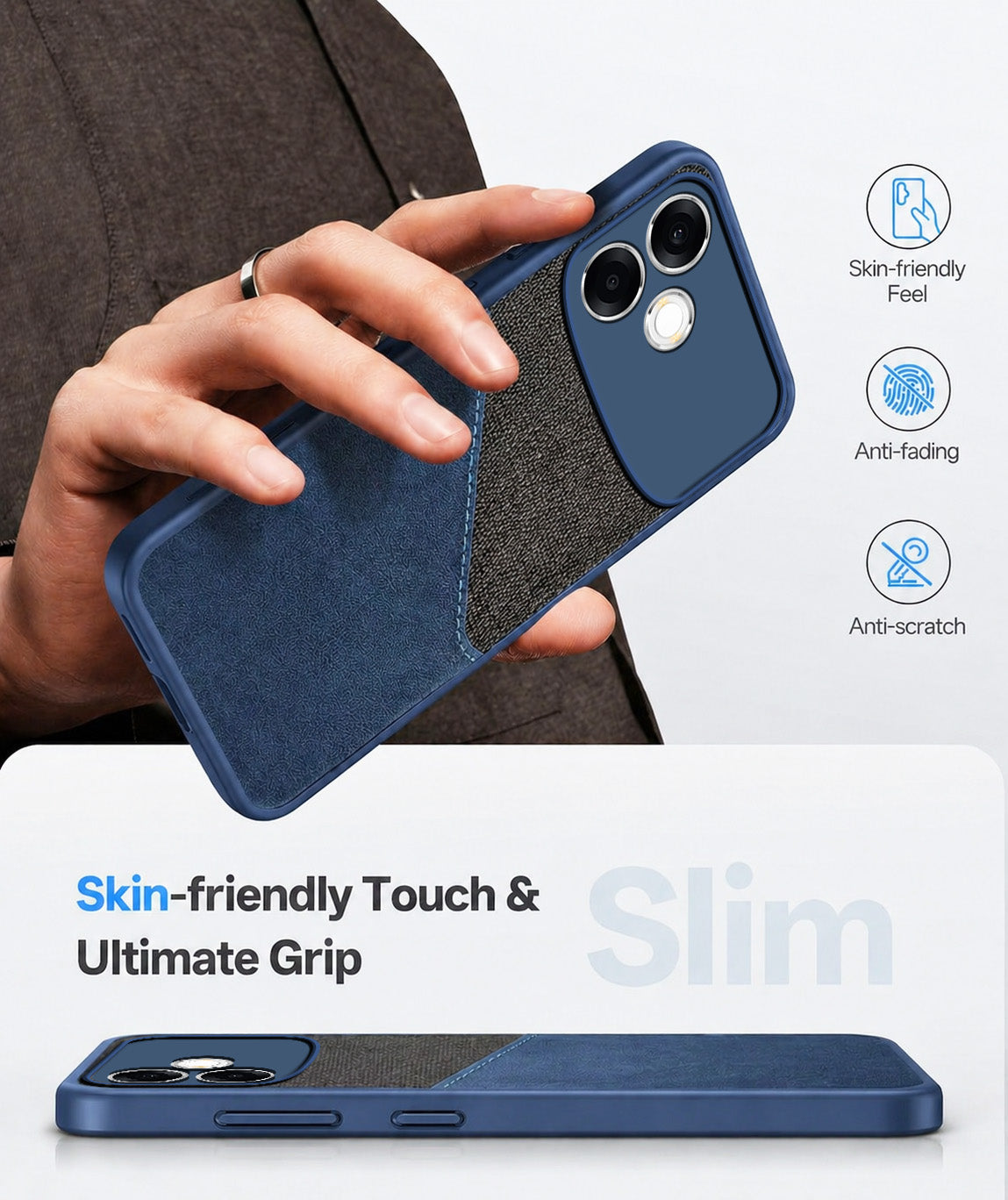 For Oppo F33 Pro 5G Back Cover Case (Dual PU Leather Stitch | Professional Minimalist | Soft and Flexible)