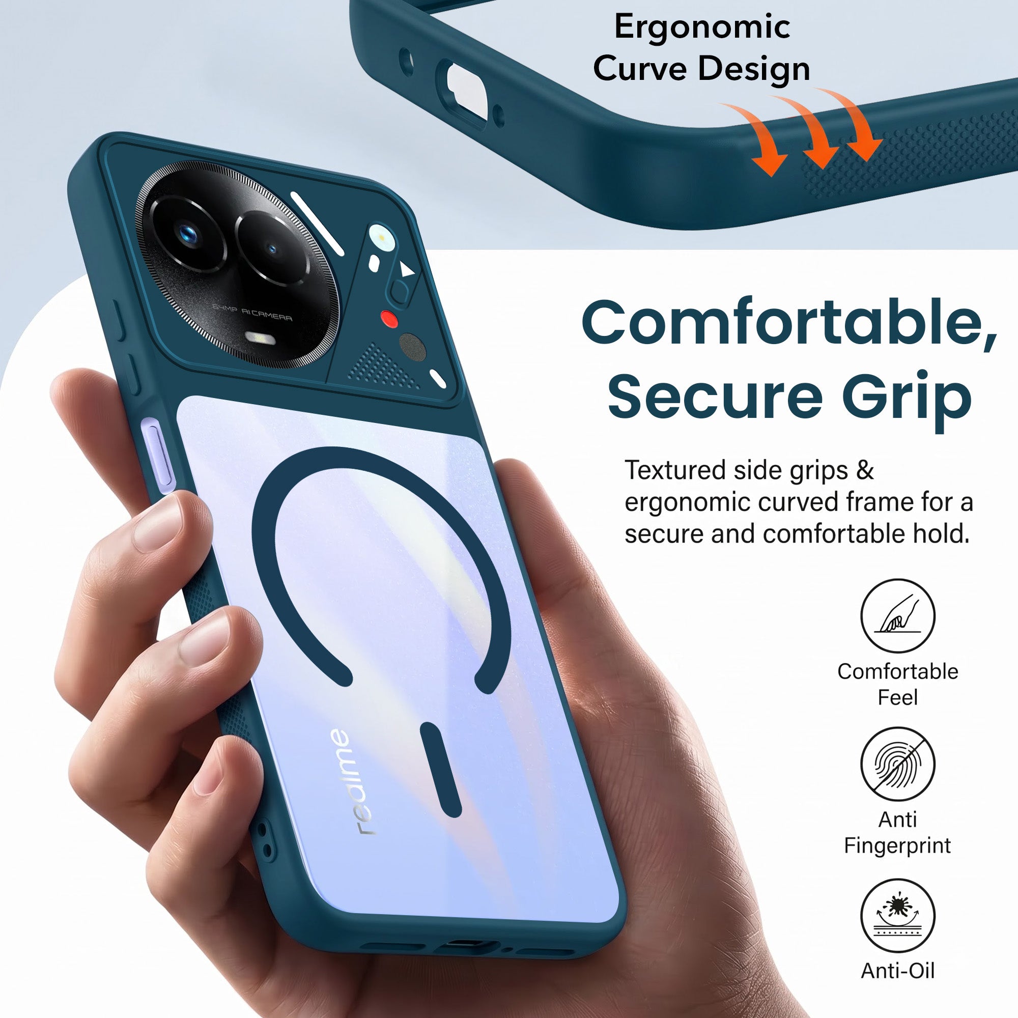 For Realme 11 5G | Realme 11x 5G Back Cover Case Lifetime Anti-Yellow Clear (Camera Protection | Side Grip | Wireless MagSafe Compatible)