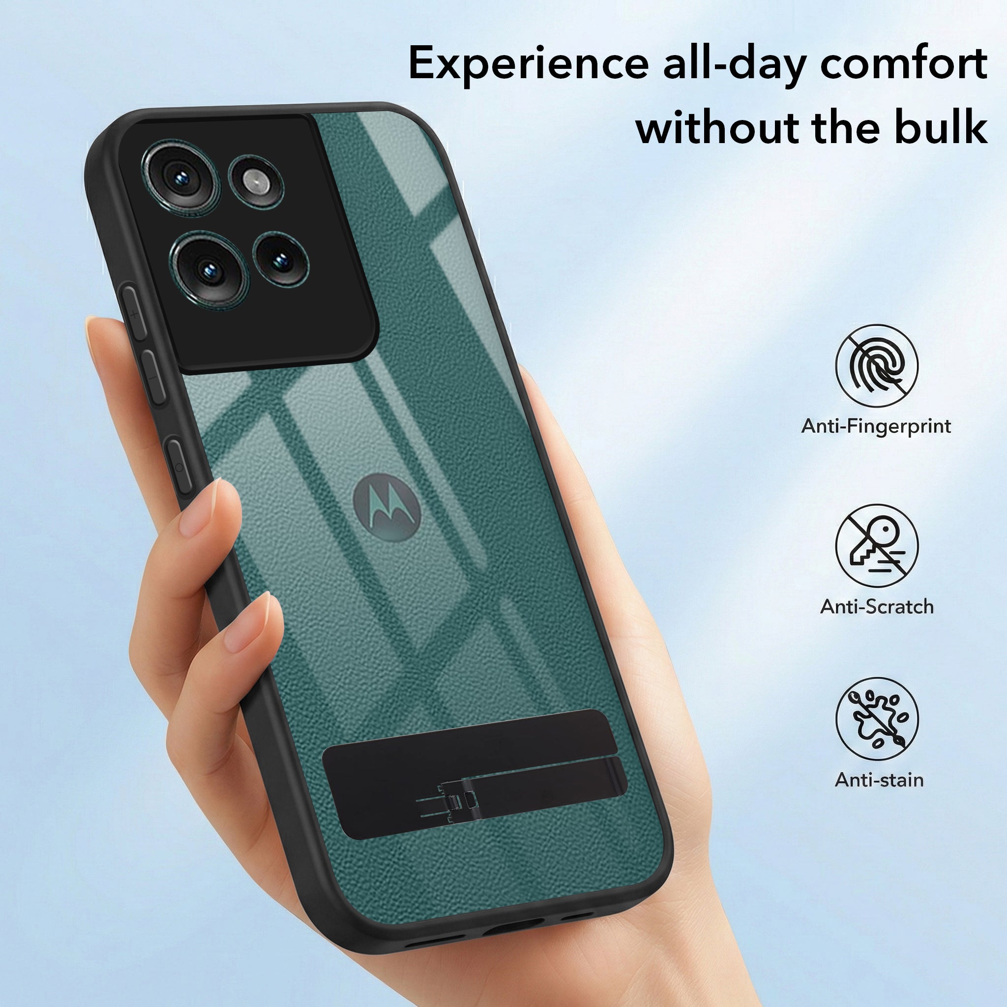 For Motorola Moto Edge 50 5G Back Cover Case (Built-in Stand | Lifetime Anti Yellow | Kickstand Shockproof | Camera Protection | MagSafe Compatible)