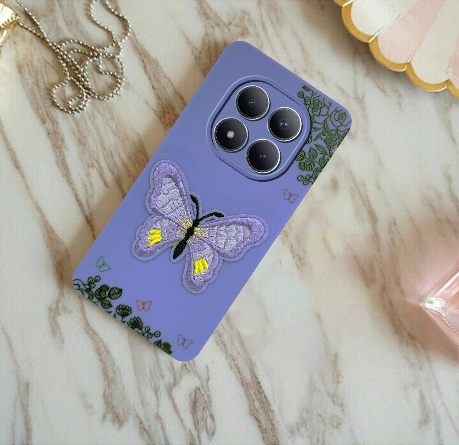 For Xiaomi Redmi Note 15 Pro Plus 5G Back Cover Case (Soft Butterfly Embroidery | Women Teen Girls | Camera Protection| Matte Silicone)
