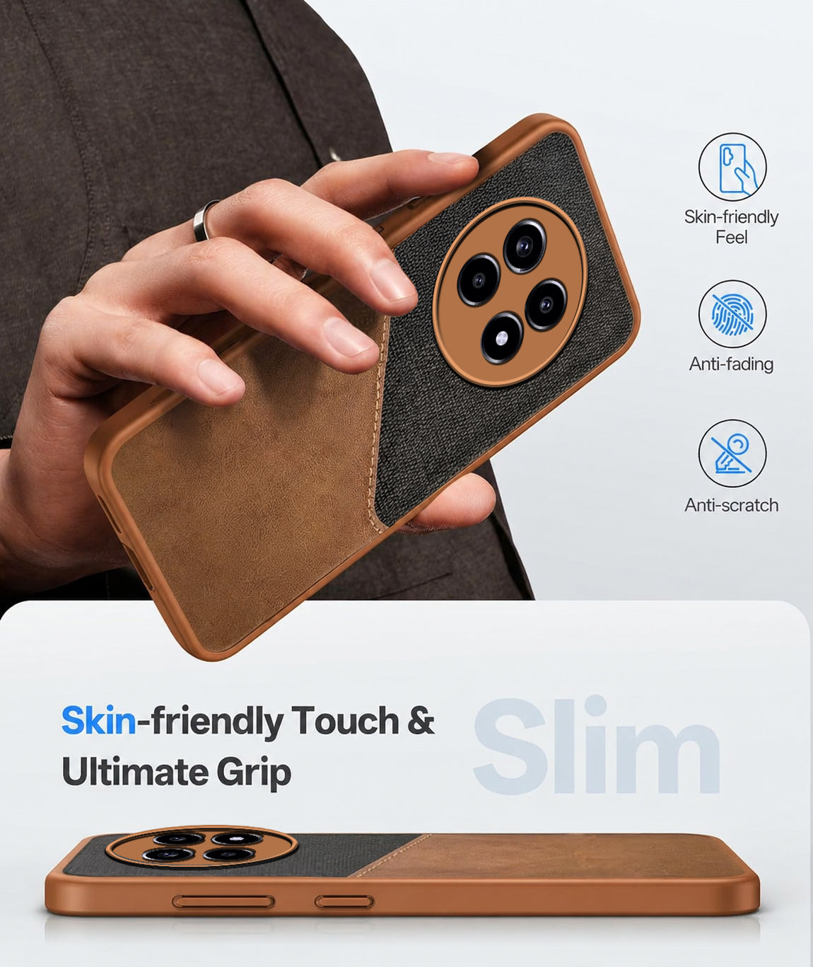 For Realme 13 Pro | 13 Pro Plus Back Cover Case (Dual PU Leather Stitch | Professional Minimalist | Soft and Flexible)