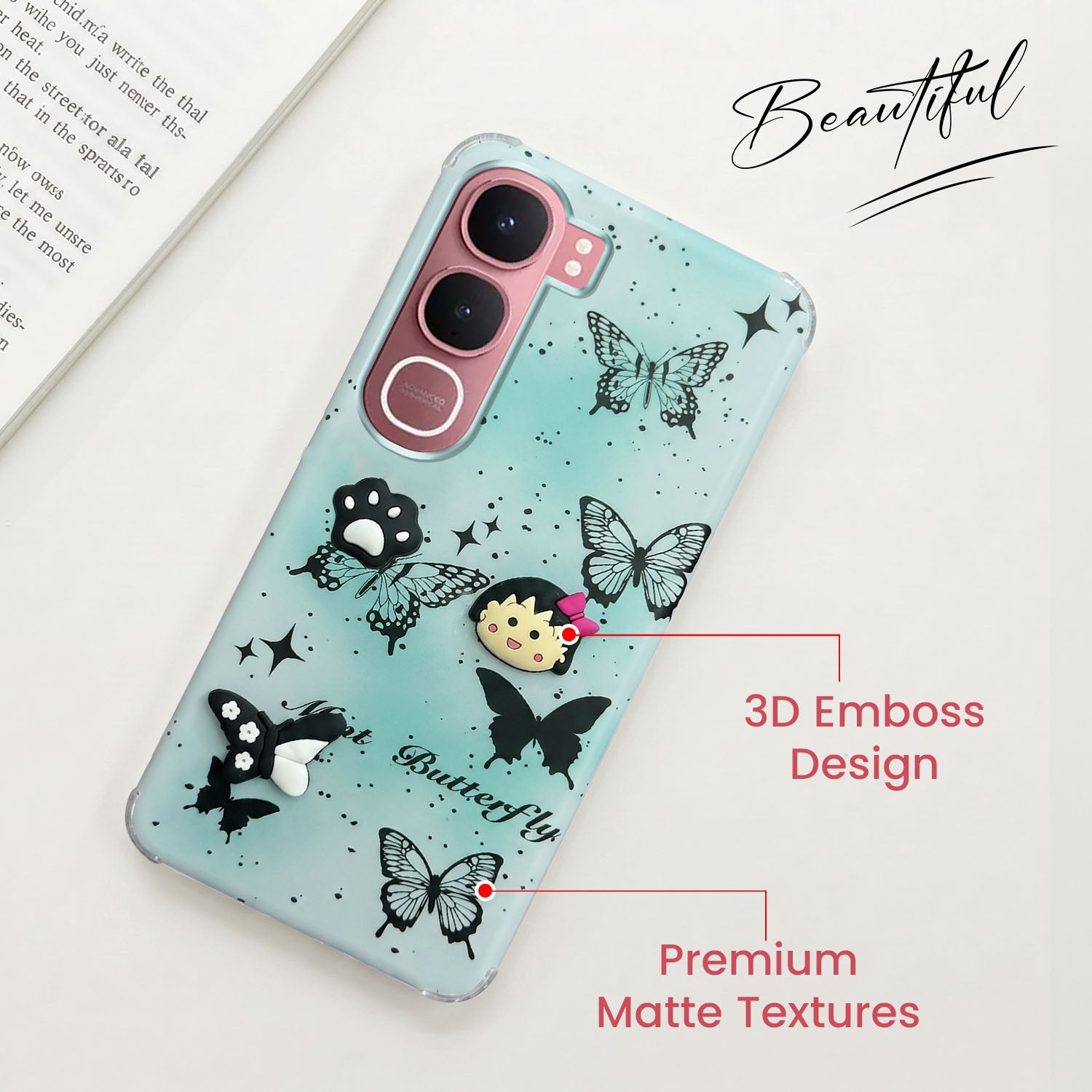 For Vivo Y31 5G Back Cover Case (3D Cute Cartoons | Hard Back Side Soft | Matte Premium Finish | HD Printing)