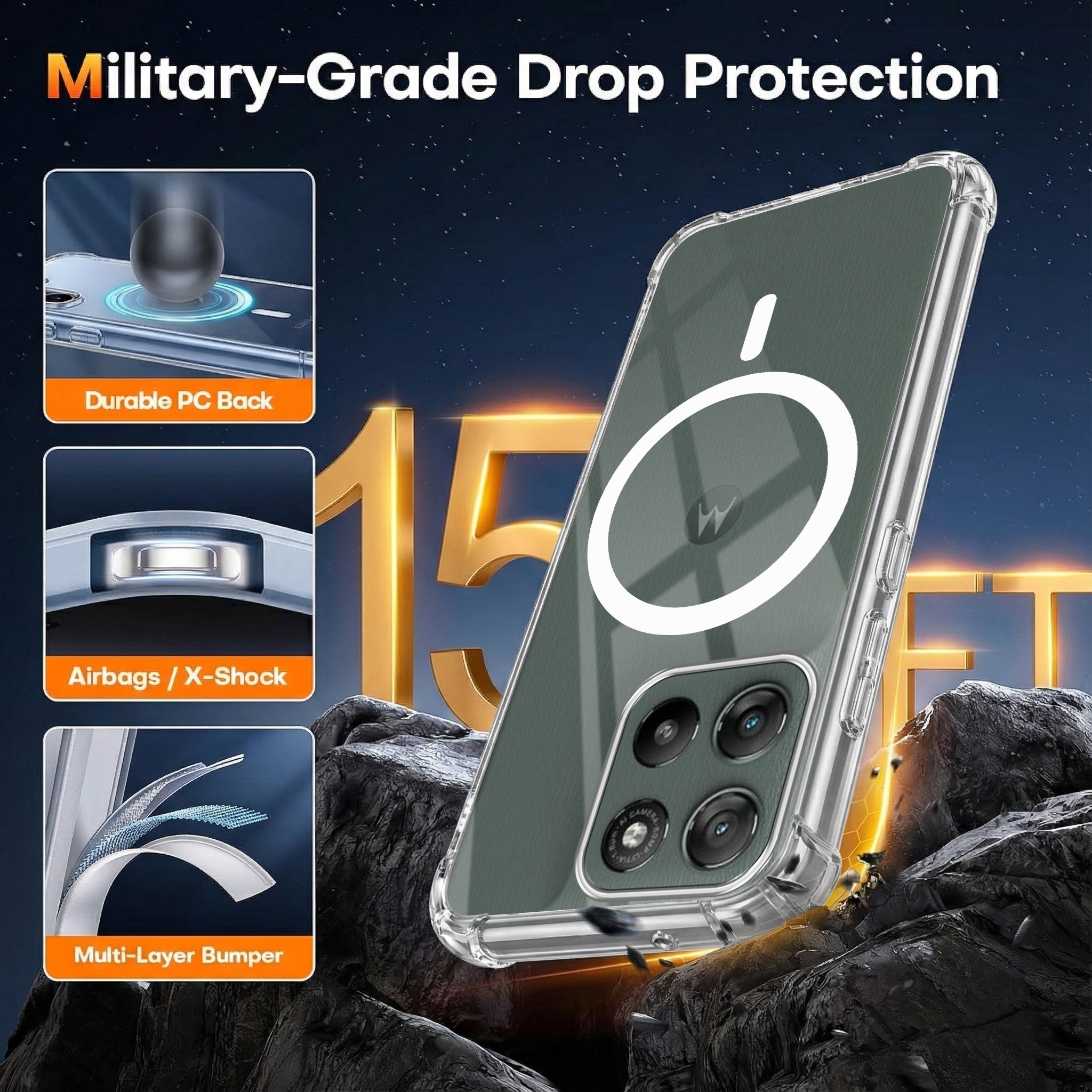For Motorola Moto G67 Power | G57 Power Back Cover Shockproof Crystal-Clear (Magsafe Wireless Support | Drop & Camera Protection | Hard Polycarbonate)