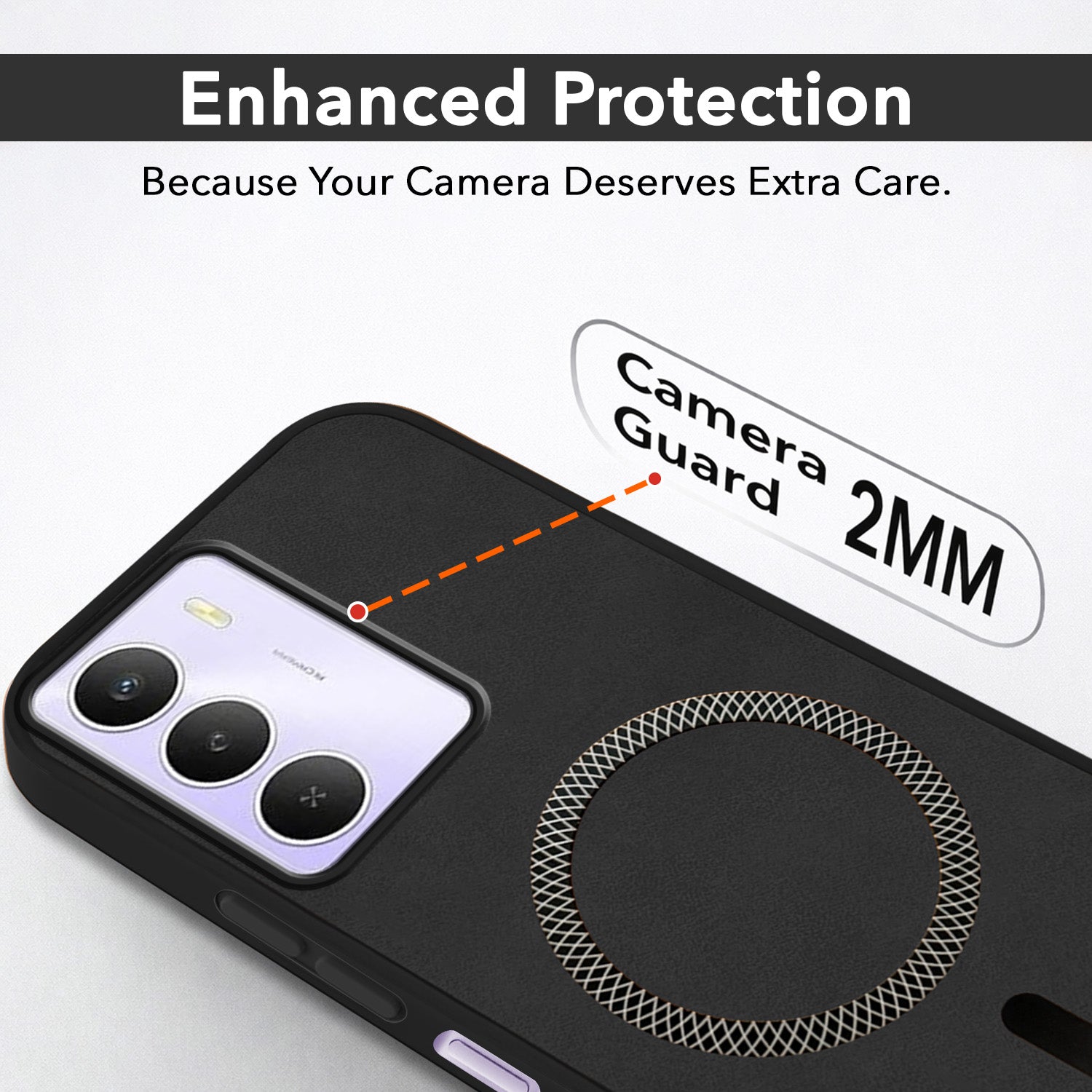 For Realme Narzo 80 Lite 5G Back Cover Case Leather Finish (MagSafe Compatible Wireless Charging | Soft Touch | Camera Bump Protection)