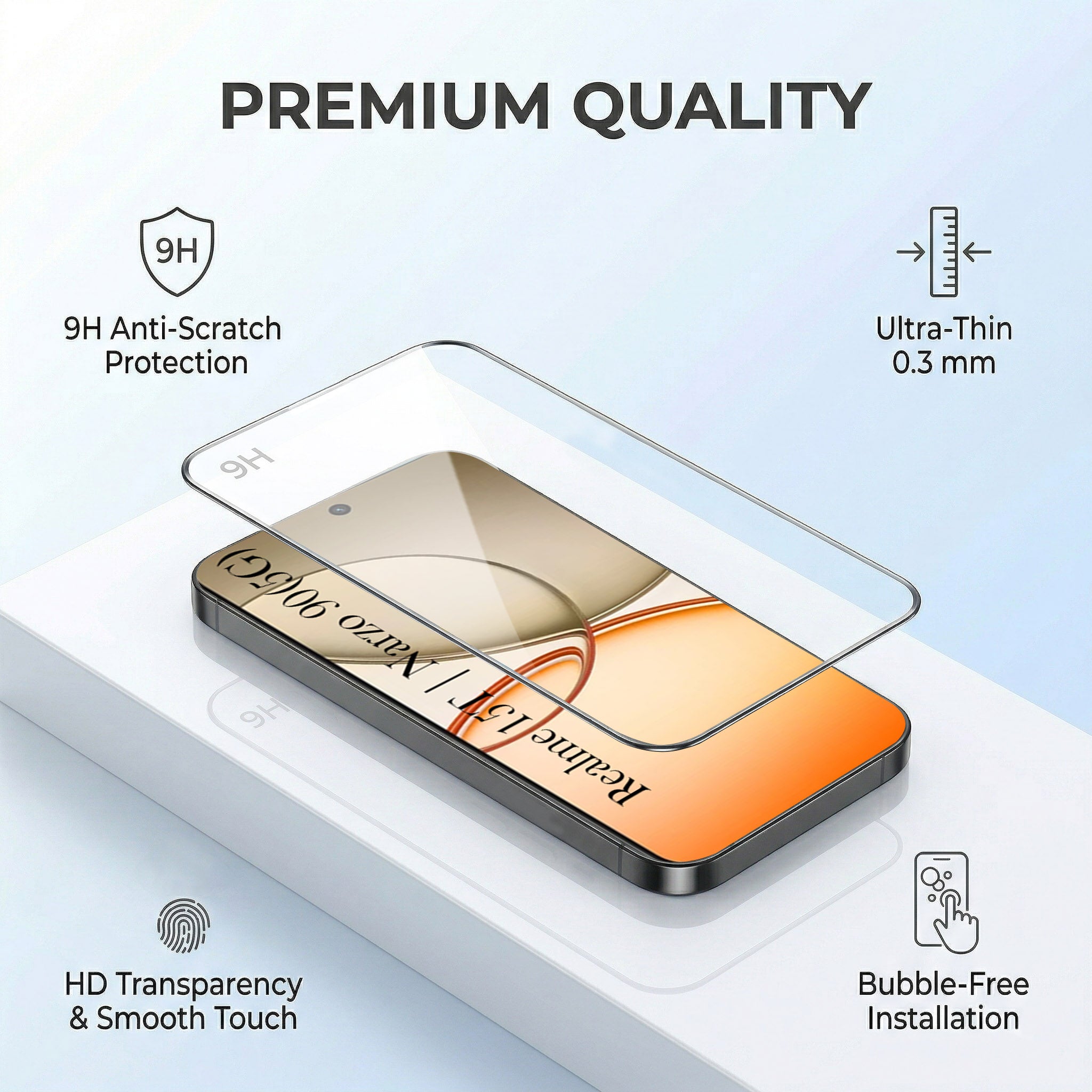 For Realme 15T | Realme Narzo 90 Combo with Back Cover and 9H Tempered Glass (Lifetime Anti-Yellow | Crystal Clear Shockproof | Oleophobic Coating Screen Glass)