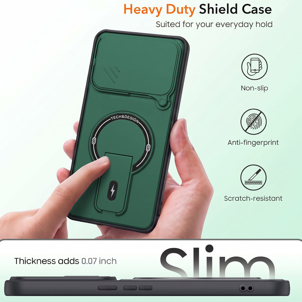 For Google Pixel 11 Back Case Cover Metallic (Hybrid Armor Kickstand | Sliding Shutter Camera Protection | MagSafe Compatible)