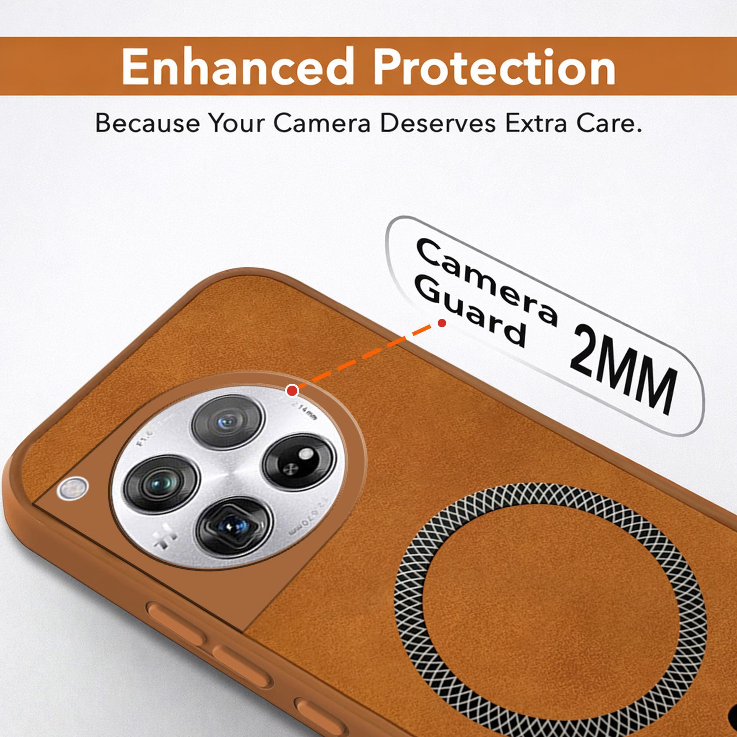 For OnePlus 12 5G Back Cover Case Leather Finish (MagSafe Compatible Wireless Charging | Soft Touch | Camera Bump Protection)