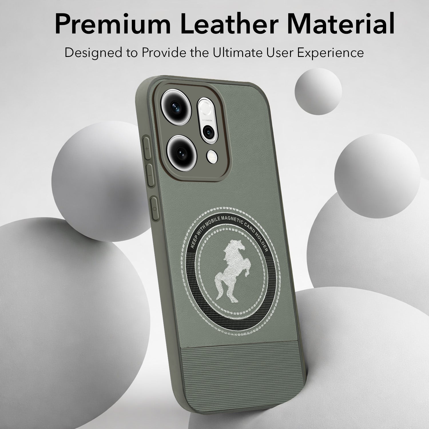 For Oppo Reno14 5G | Oppo Reno 14 5G Back Cover Case PU Leather Finish  (Professional Minimalist Texture | MagSafe Compatile | Camera Protection | Sleek Sober Formal)
