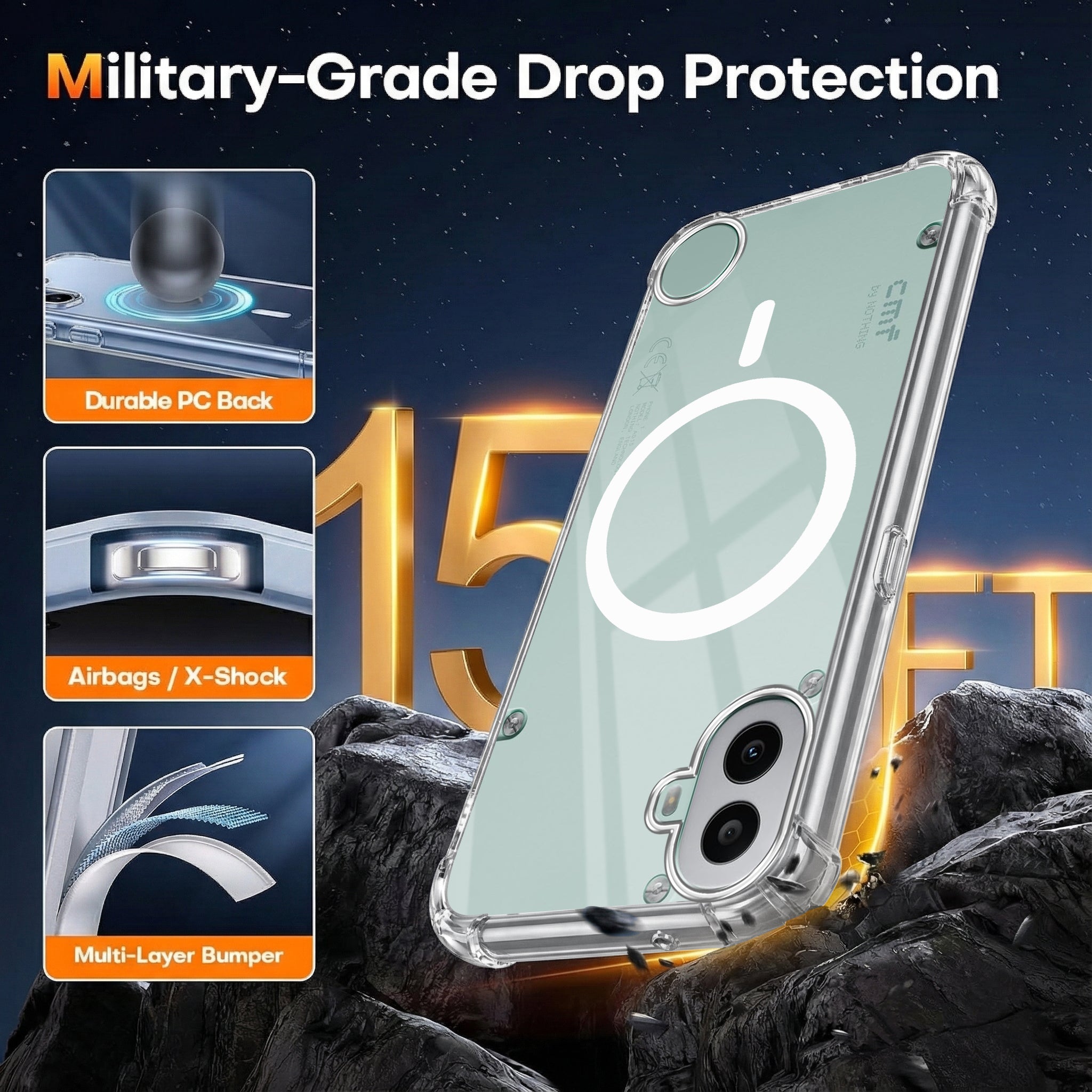 For Nothing CMF Phone 1 Back Cover Shockproof Crystal-Clear (Magsafe Wireless Support | Drop & Camera Protection | Hard Polycarbonate)