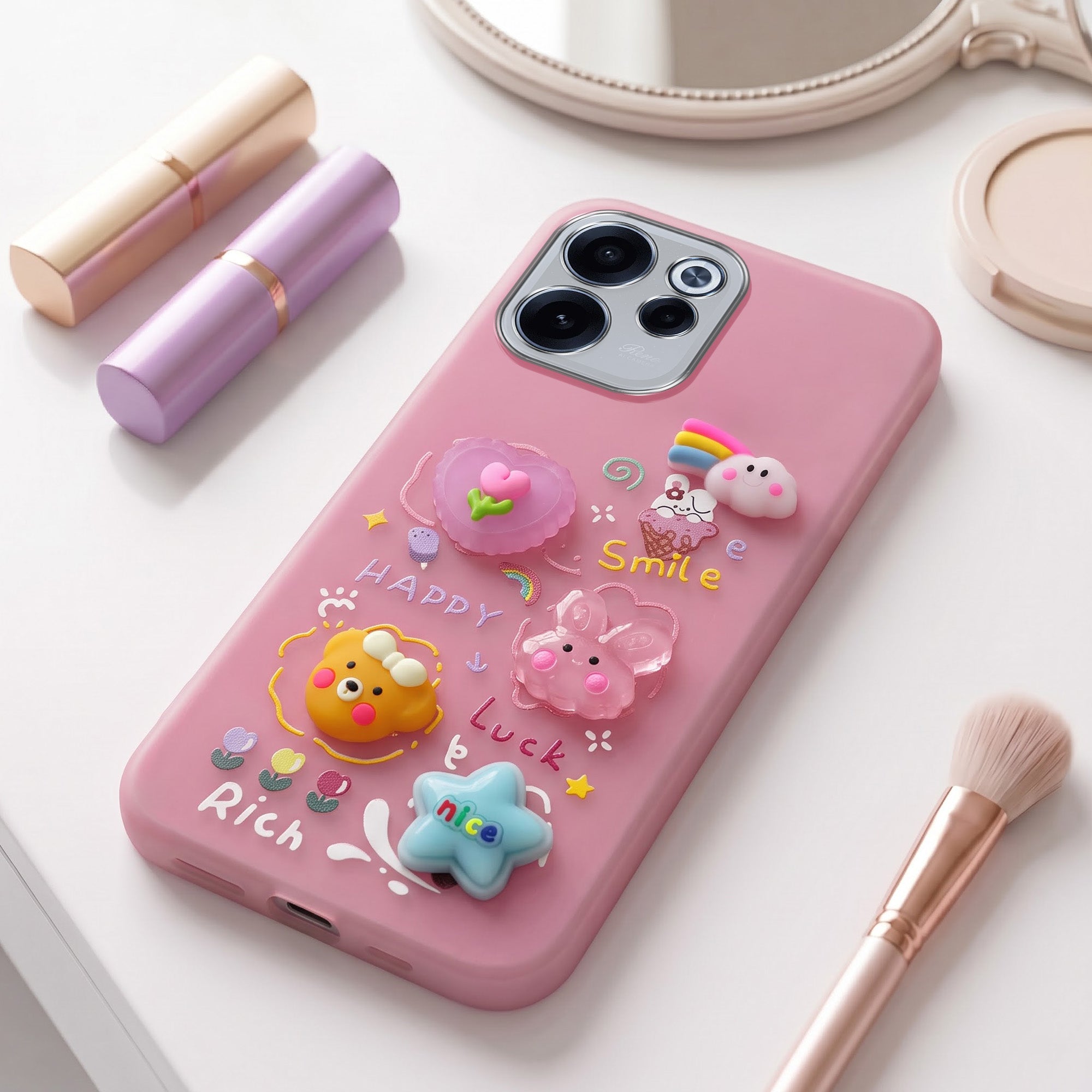 For Oppo Reno 15c Back Cover Case (3D Cute Cartoons | Hard Back Side Soft | Matte Premium Finish | HD Printing)