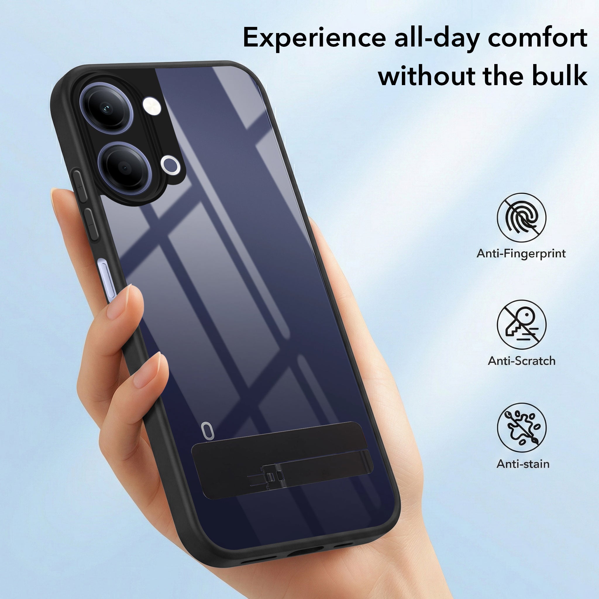 For Vivo Y05 4G Back Cover Case (Built-in Stand | Lifetime Anti Yellow | Kickstand Shockproof | Camera Protection | MagSafe Compatible)