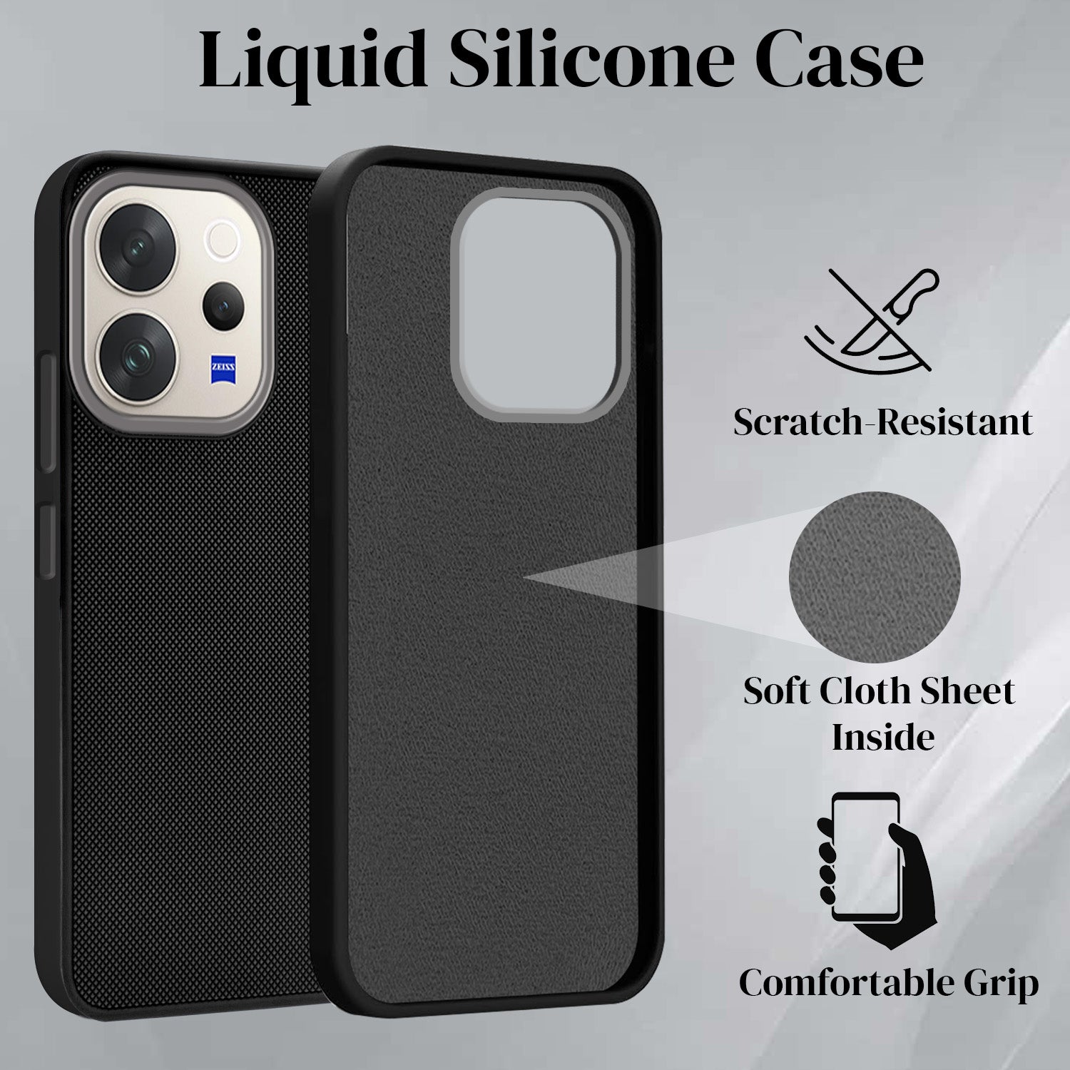 For Vivo V70 | Vivo V70 Elite 5G Back Cover Case Rubberised  Elite 5G (Textured Grip Design | Micro-Fiber Cloth Inside | Slim and Light Weight | Soft Touch and Feel)