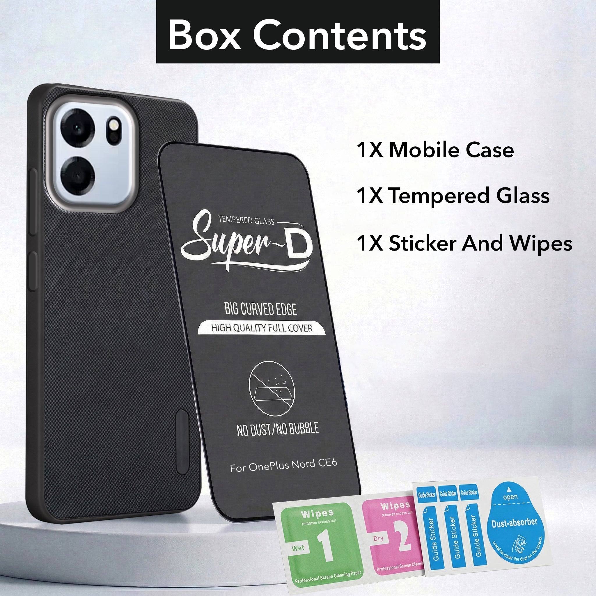 For Oneplus Nord CE 6 Combo (Textured Grip Design | Micro-Fiber Cloth Inside | Oleophobic Coating Screen Glass)