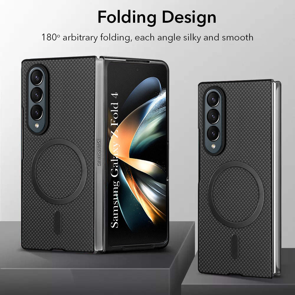 For Samsung Galaxy Z Fold 4 5G Back Cover Case (MagSafe Wireless Charging Compatible | Hexa Leather Finish | Inside Microfiber Cloth)