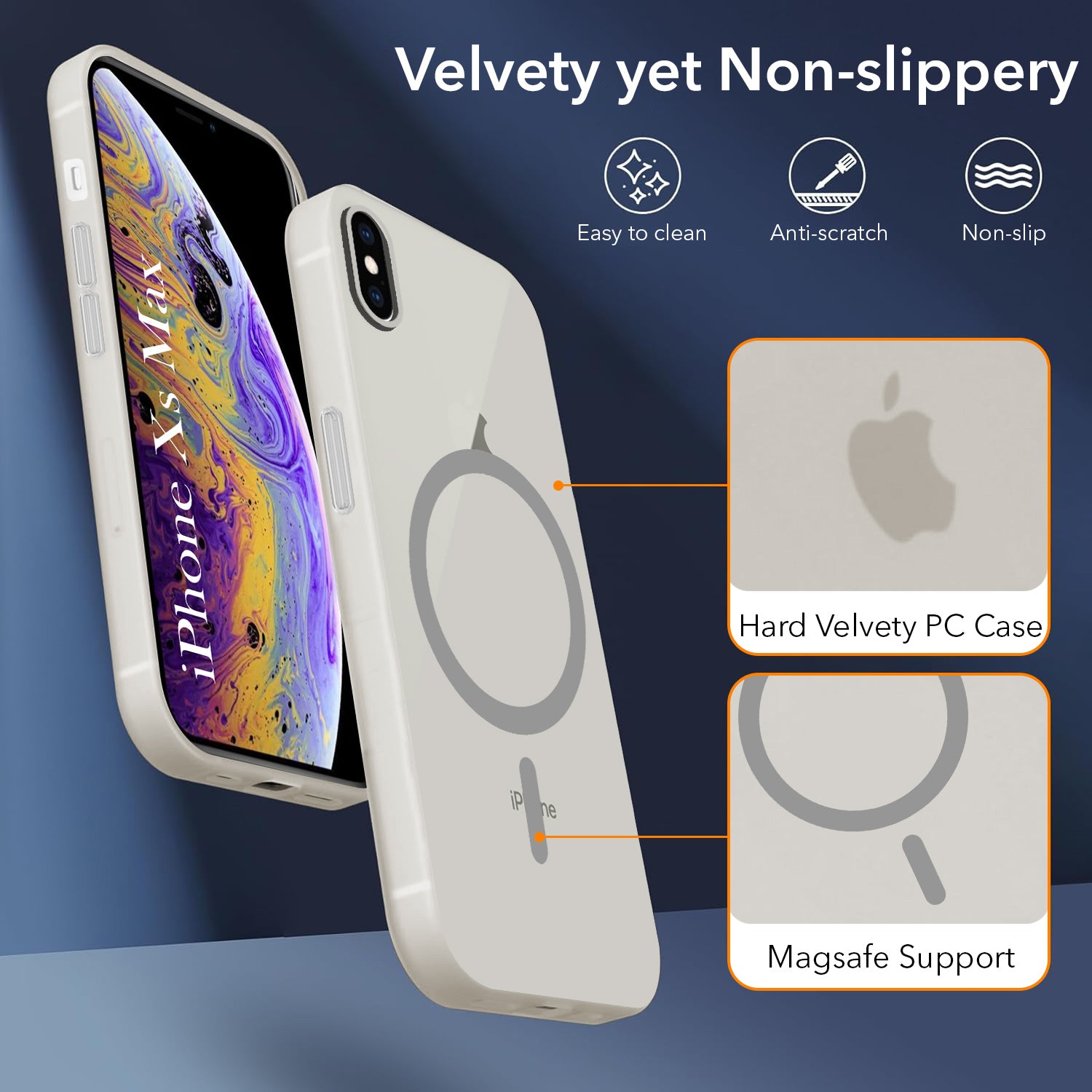 For Apple iPhone Xs Max Back Cover Case (Frosted Matte Feel | MagSafe Compatible Wireless Charging | Polycarbonate Material)