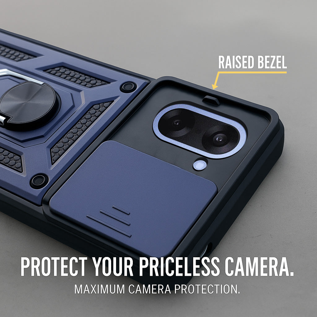 For Oneplus Nord CE 5 Back Cover Case (Sliding Shutter Camera Protection | Polycarbonate |Ring Holder Kickstand)